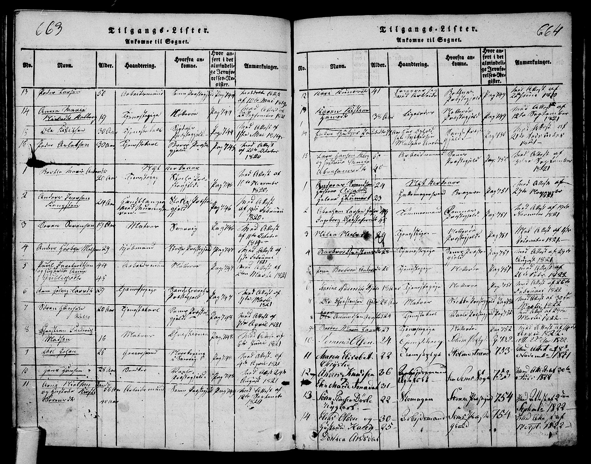 Tønsberg kirkebøker, AV/SAKO-A-330/F/Fa/L0004: Parish register (official) no. I 4, 1813-1826, p. 663-664