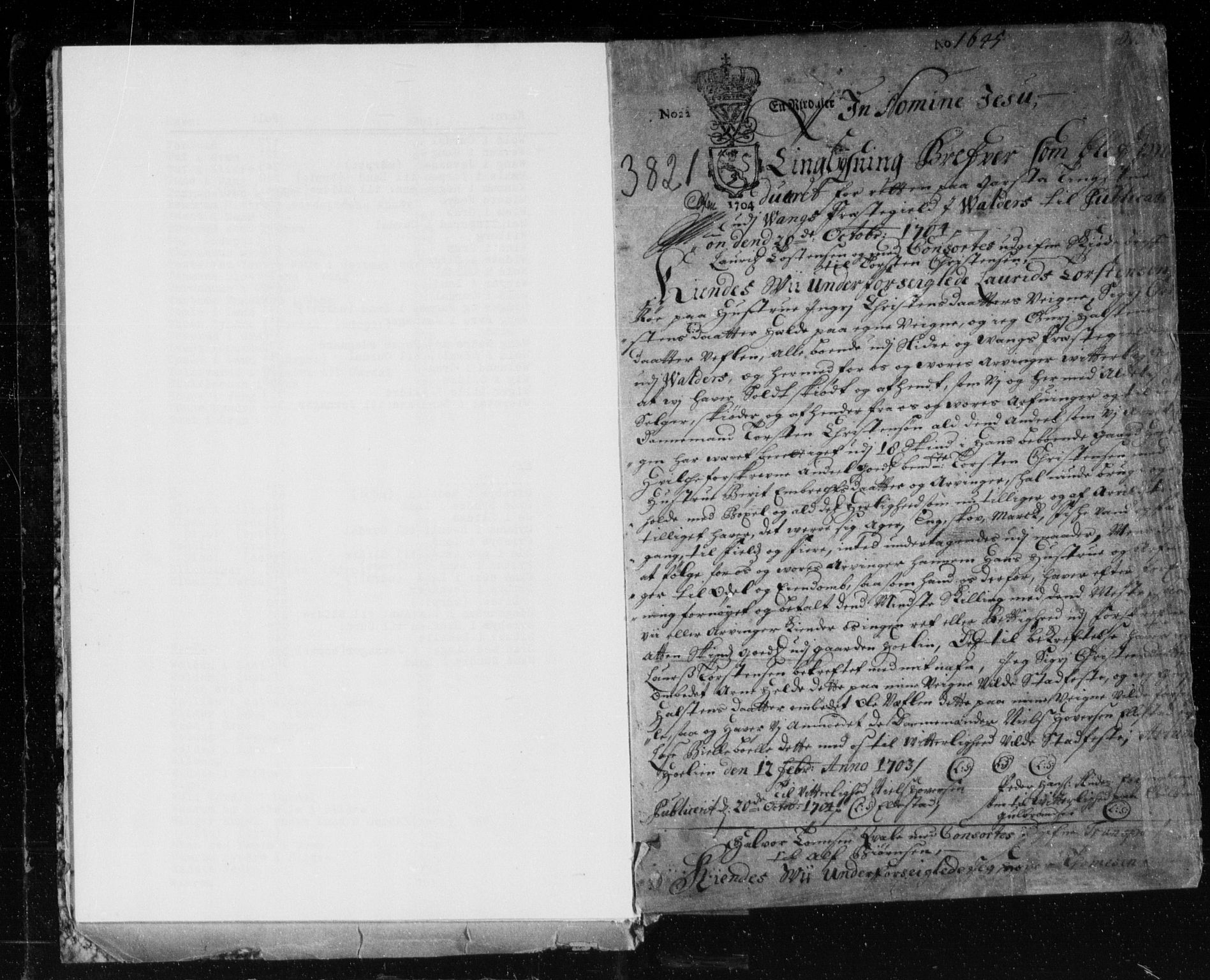 Hadeland, Land og Valdres sorenskriveri, AV/SAH-TING-028/H/Hb/L0004: Mortgage book no. 4, 1704-1715, p. 1