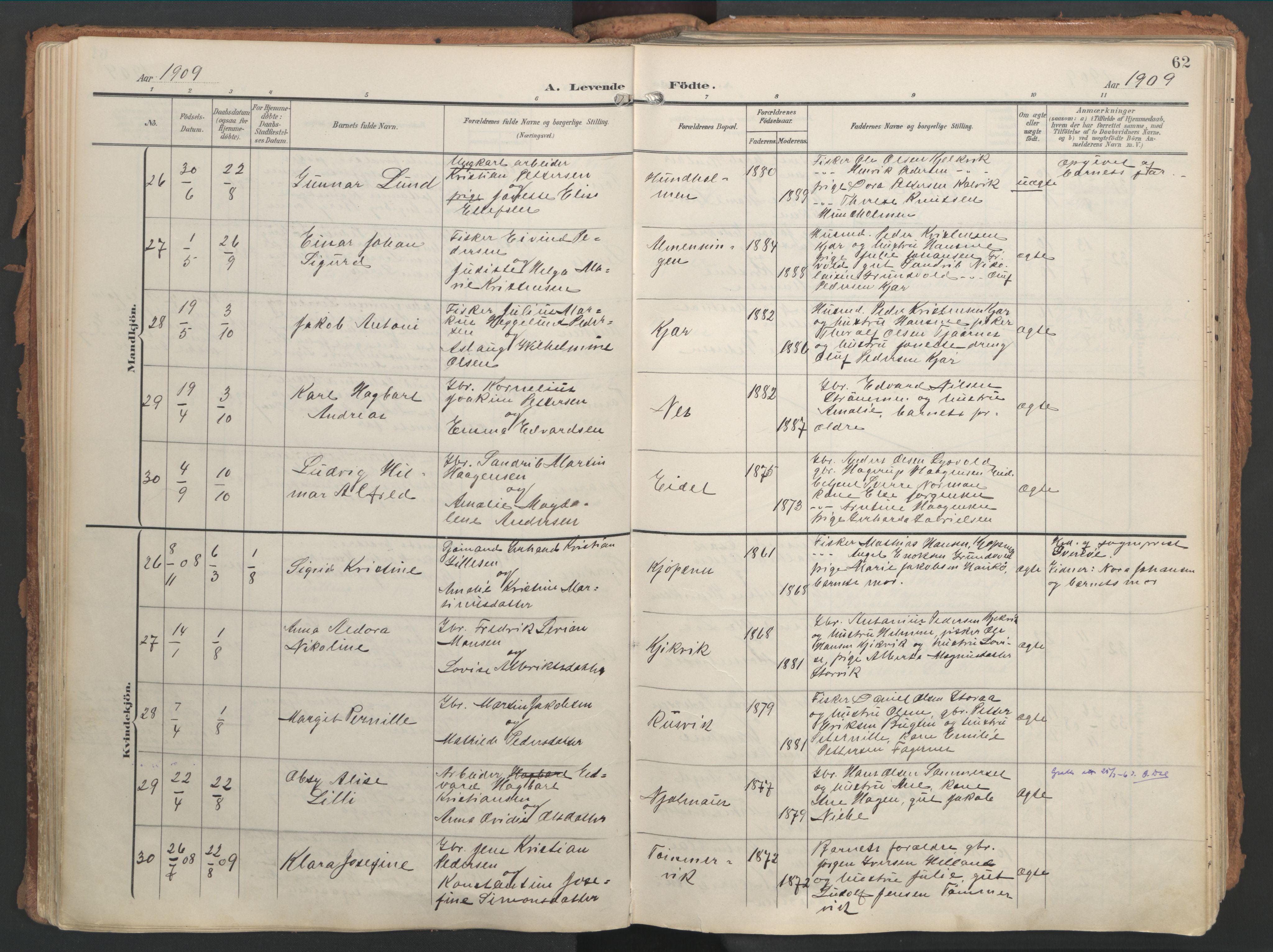 Ministerialprotokoller, klokkerbøker og fødselsregistre - Nordland, AV/SAT-A-1459/861/L0871: Parish register (official) no. 861A06, 1903-1916, p. 62