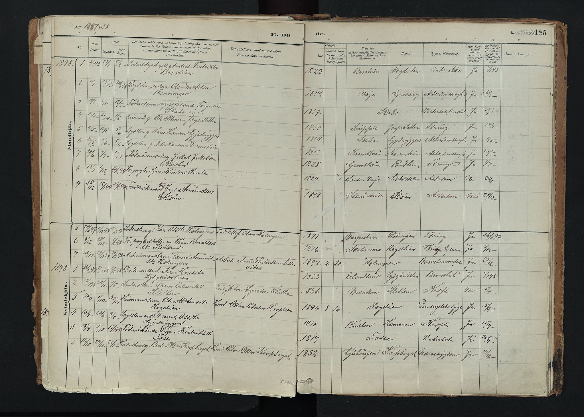 Nord-Fron prestekontor, SAH/PREST-080/H/Ha/Haa/L0005: Parish register (official) no. 5, 1884-1914, p. 185