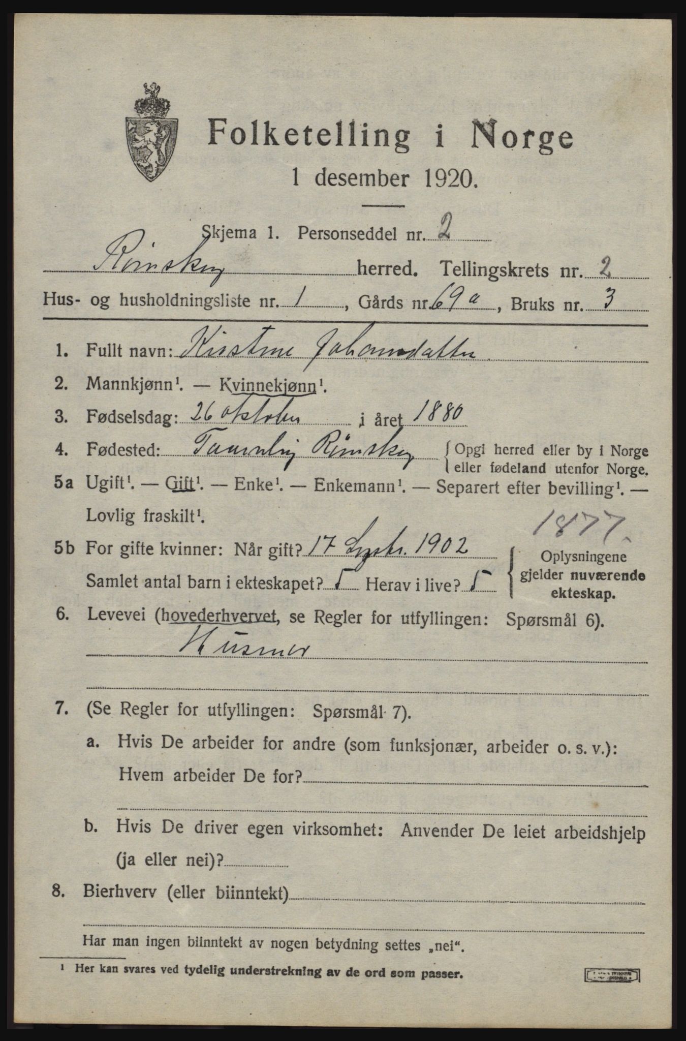 SAO, 1920 census for Rømskog, 1920, p. 508