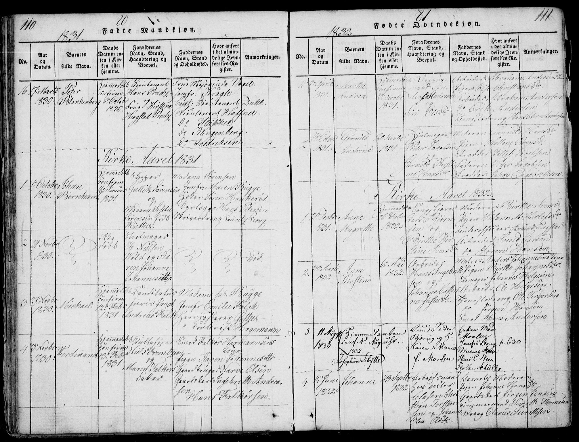 Larvik kirkebøker, SAKO/A-352/F/Fb/L0002: Parish register (official) no. II 2, 1818-1842, p. 110-111