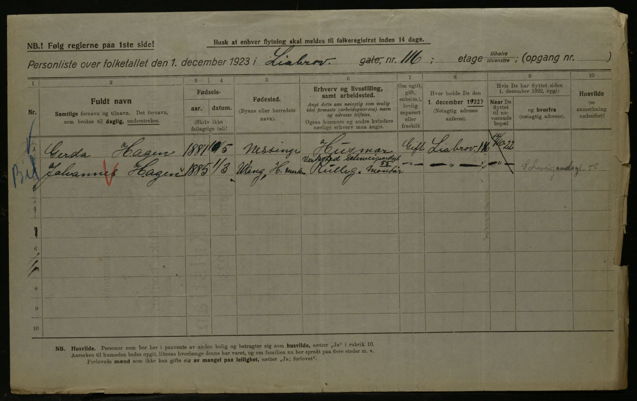 OBA, Municipal Census 1923 for Kristiania, 1923, p. 64743