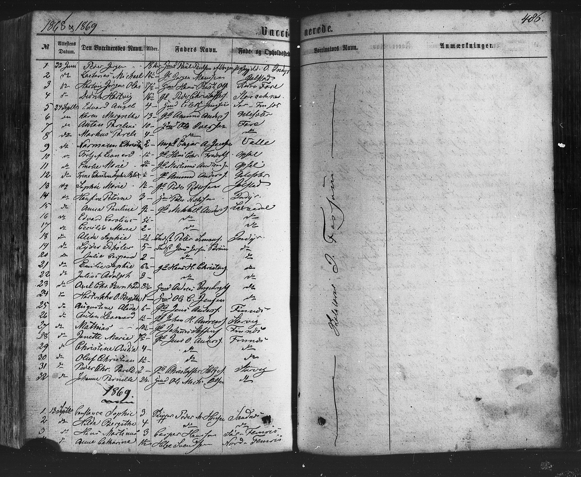 Ministerialprotokoller, klokkerbøker og fødselsregistre - Nordland, SAT/A-1459/805/L0098: Parish register (official) no. 805A05, 1862-1879, p. 486