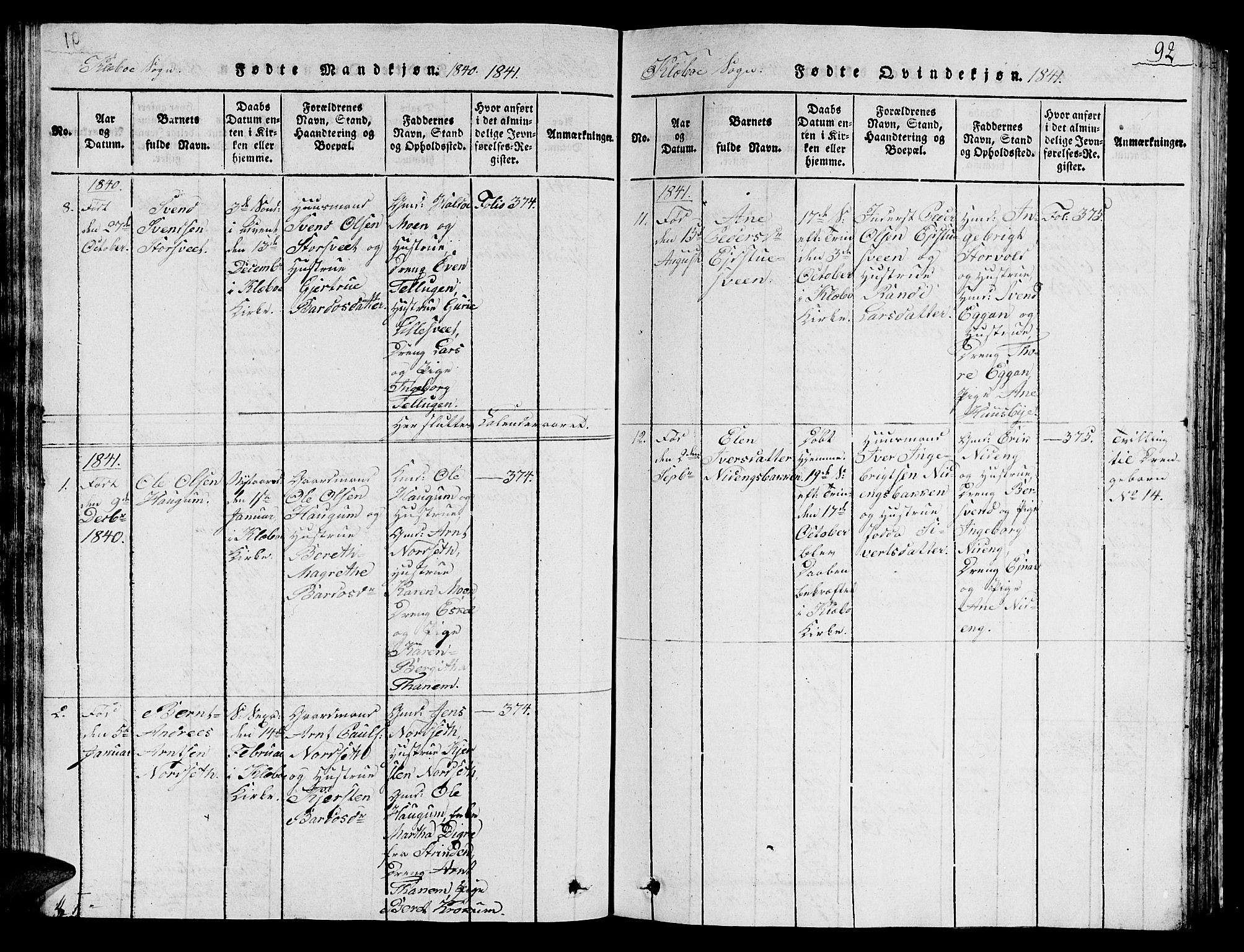 Ministerialprotokoller, klokkerbøker og fødselsregistre - Sør-Trøndelag, SAT/A-1456/618/L0450: Parish register (copy) no. 618C01, 1816-1865, p. 92