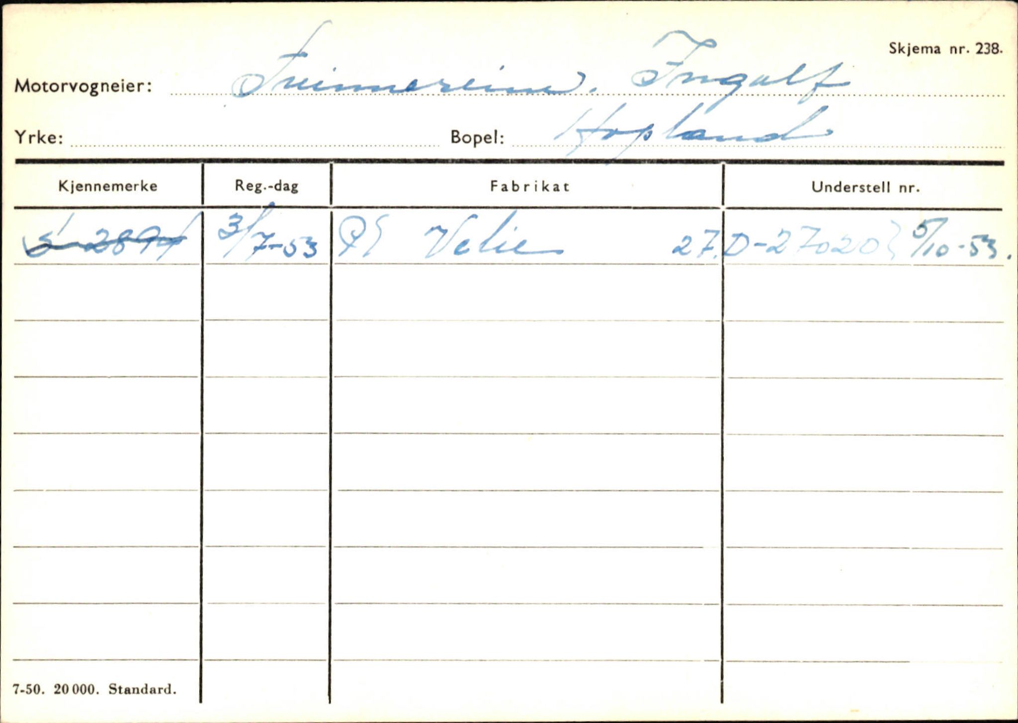 Statens vegvesen, Sogn og Fjordane vegkontor, AV/SAB-A-5301/4/F/L0131: Eigarregister Høyanger P-Å. Stryn S-Å, 1945-1975, p. 2044