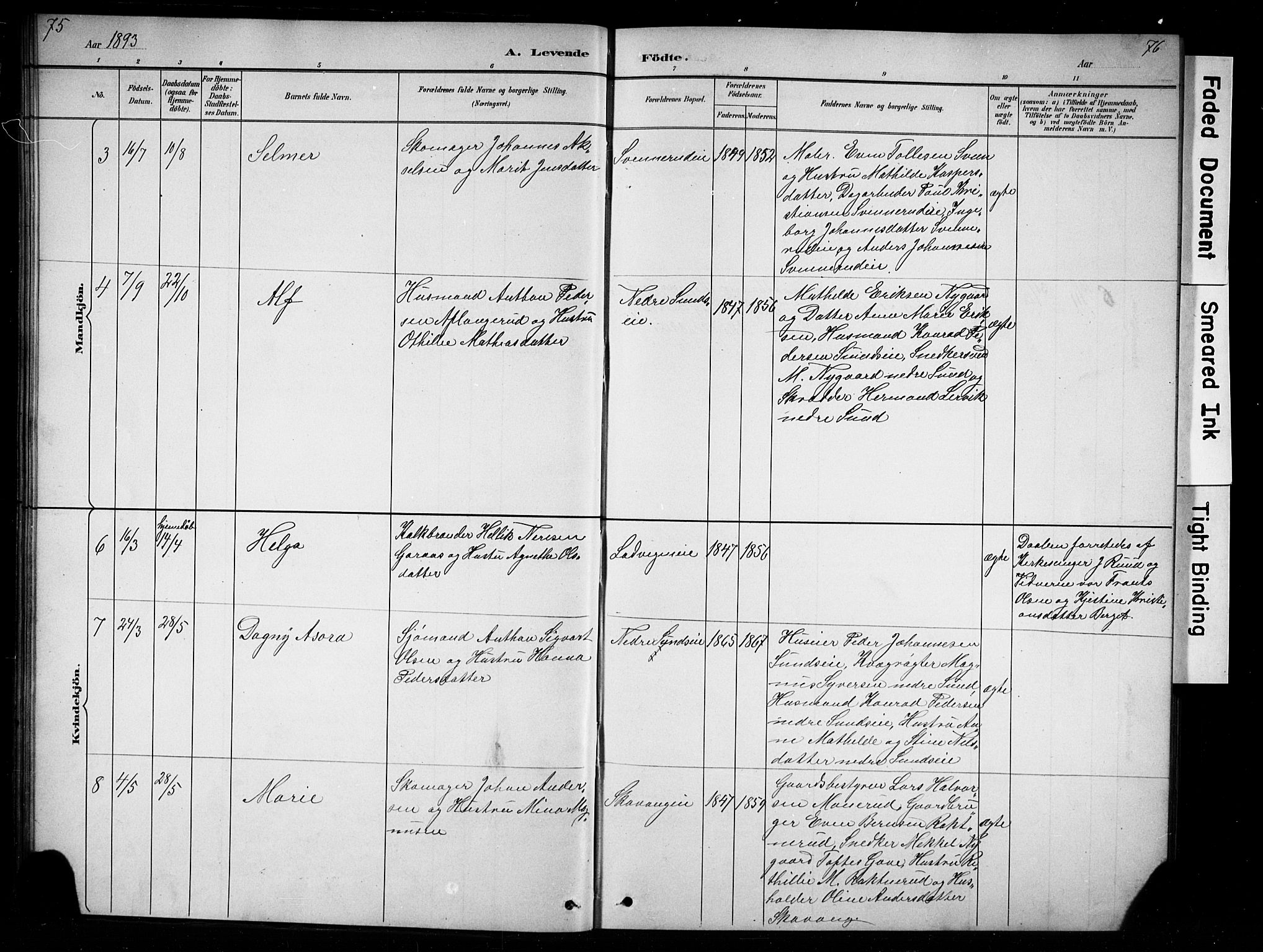 Nes prestekontor, Hedmark, AV/SAH-PREST-020/L/La/L0016: Parish register (copy) no. 16, 1883-1900, p. 75-76