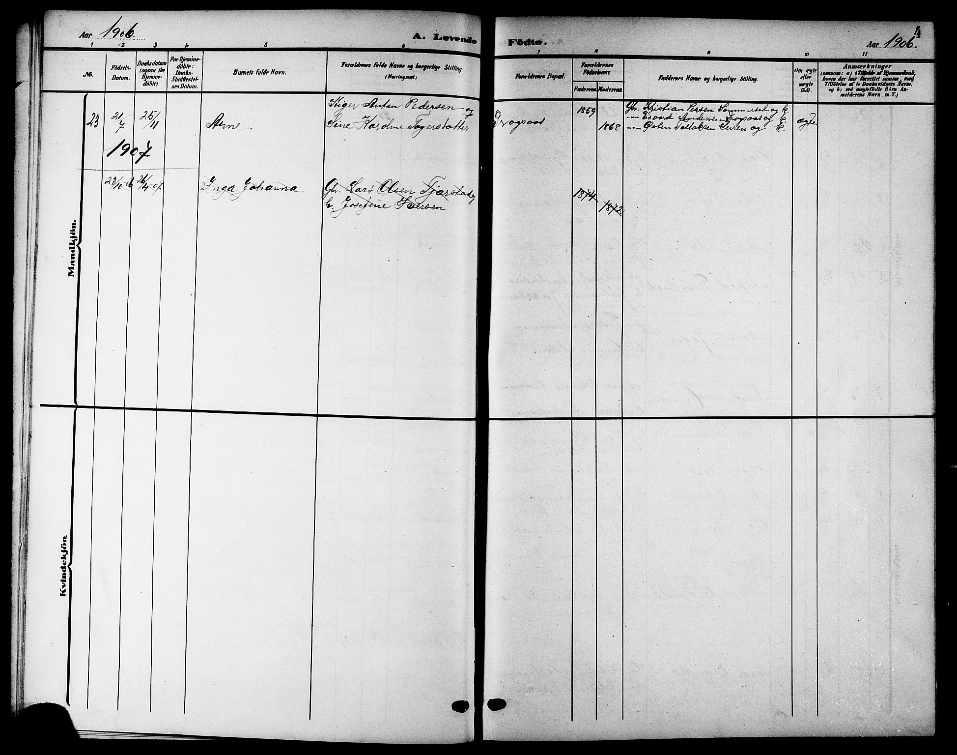 Ministerialprotokoller, klokkerbøker og fødselsregistre - Nordland, AV/SAT-A-1459/832/L0494: Parish register (copy) no. 832C01, 1906-1922, p. 4