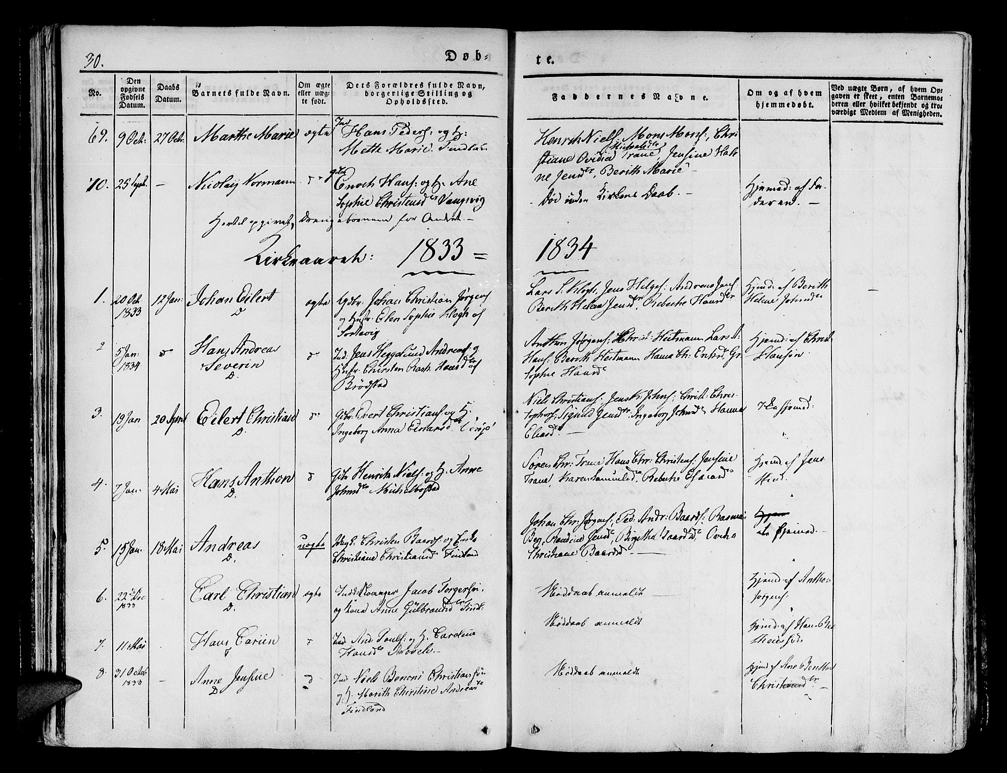Tranøy sokneprestkontor, AV/SATØ-S-1313/I/Ia/Iaa/L0005kirke: Parish register (official) no. 5, 1829-1844, p. 30