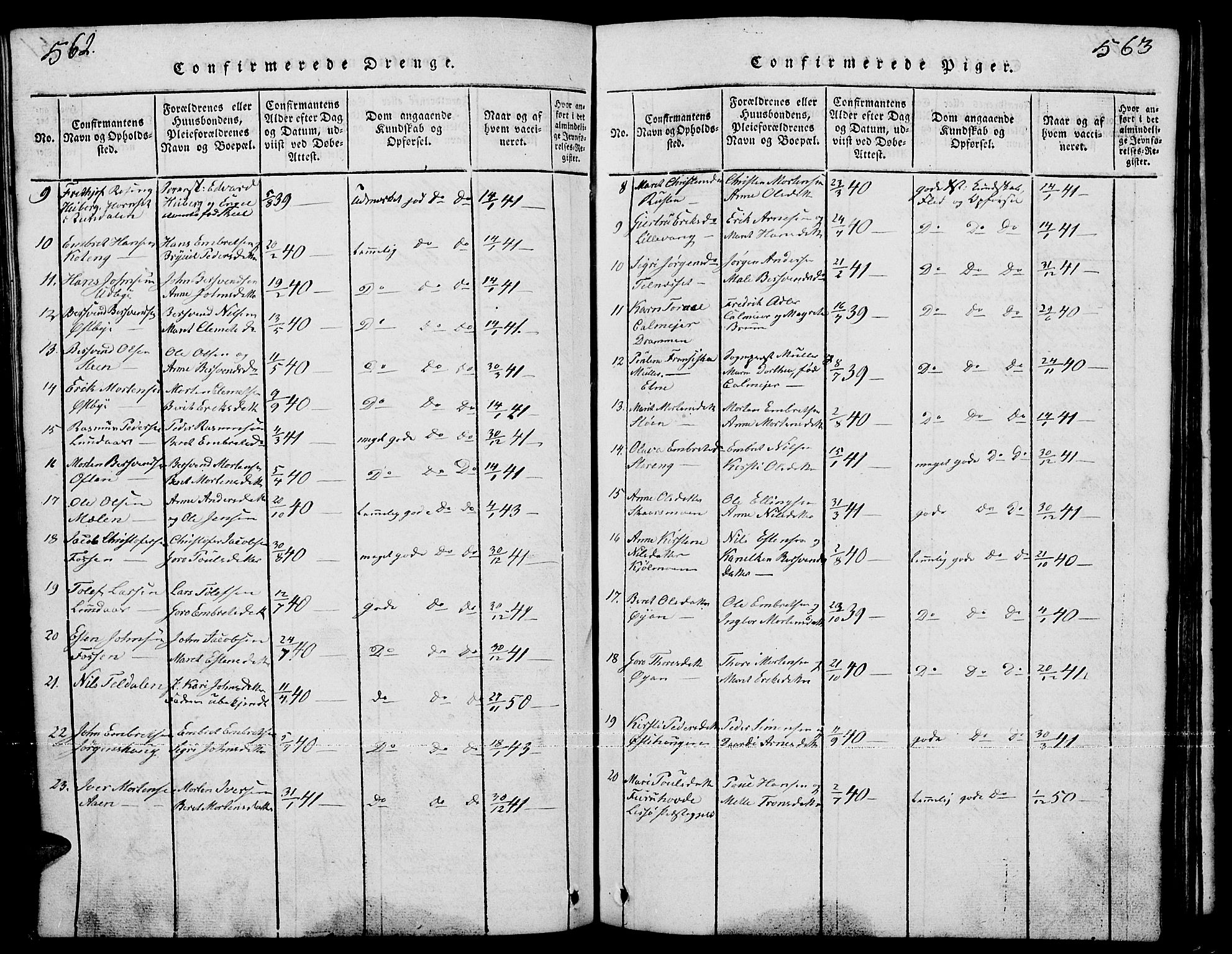 Tynset prestekontor, AV/SAH-PREST-058/H/Ha/Hab/L0001: Parish register (copy) no. 1, 1814-1859, p. 562-563