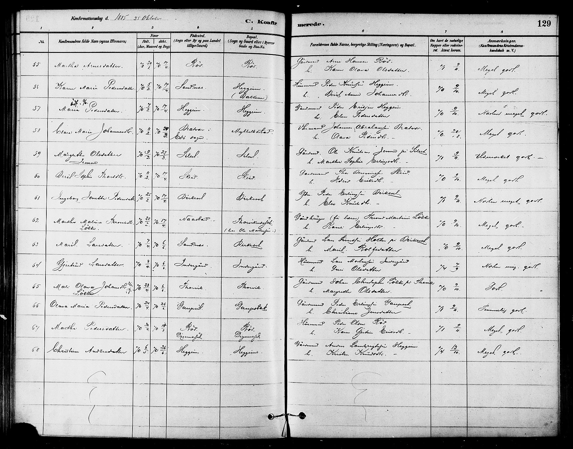 Ministerialprotokoller, klokkerbøker og fødselsregistre - Møre og Romsdal, AV/SAT-A-1454/584/L0967: Parish register (official) no. 584A07, 1879-1894, p. 129