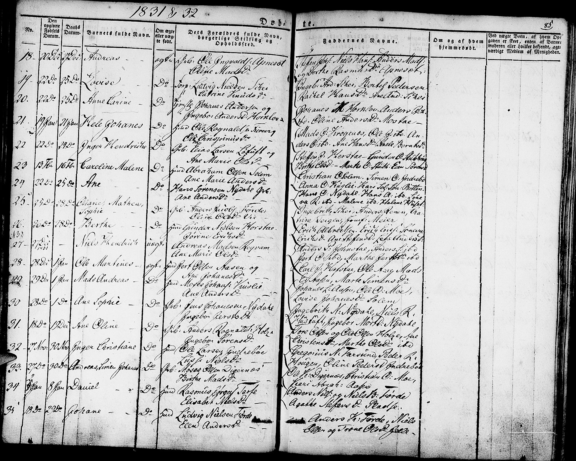 Førde sokneprestembete, SAB/A-79901/H/Haa/Haaa/L0006: Parish register (official) no. A 6, 1821-1842, p. 85