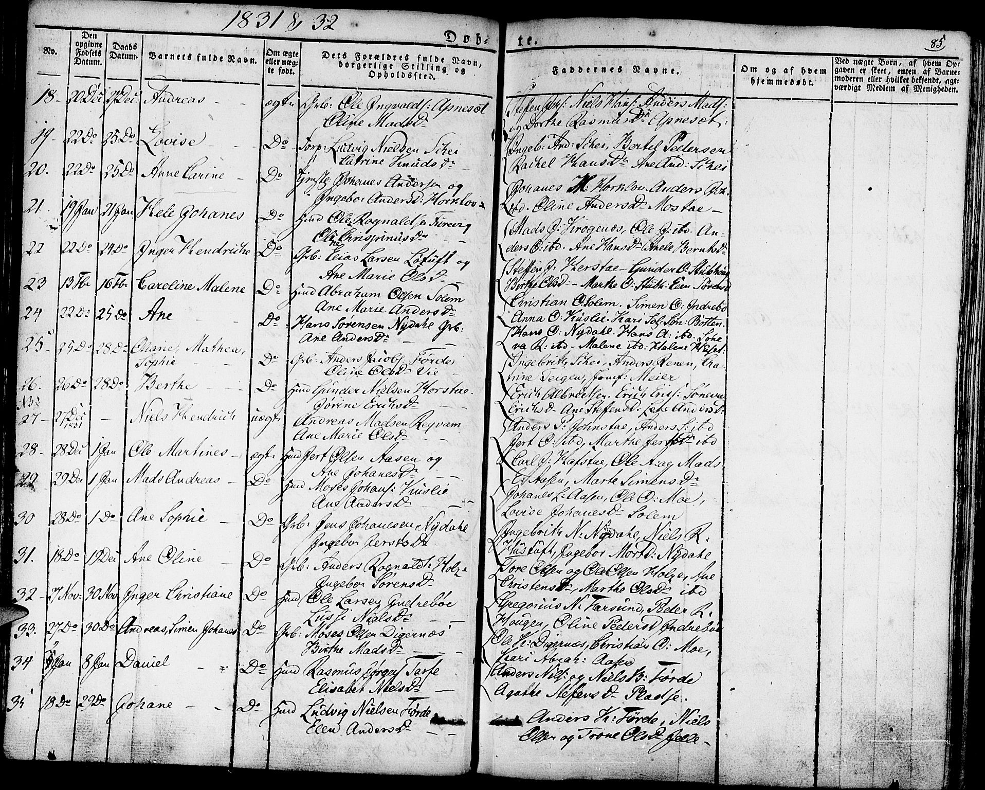 Førde sokneprestembete, AV/SAB-A-79901/H/Haa/Haaa/L0006: Parish register (official) no. A 6, 1821-1842, p. 85