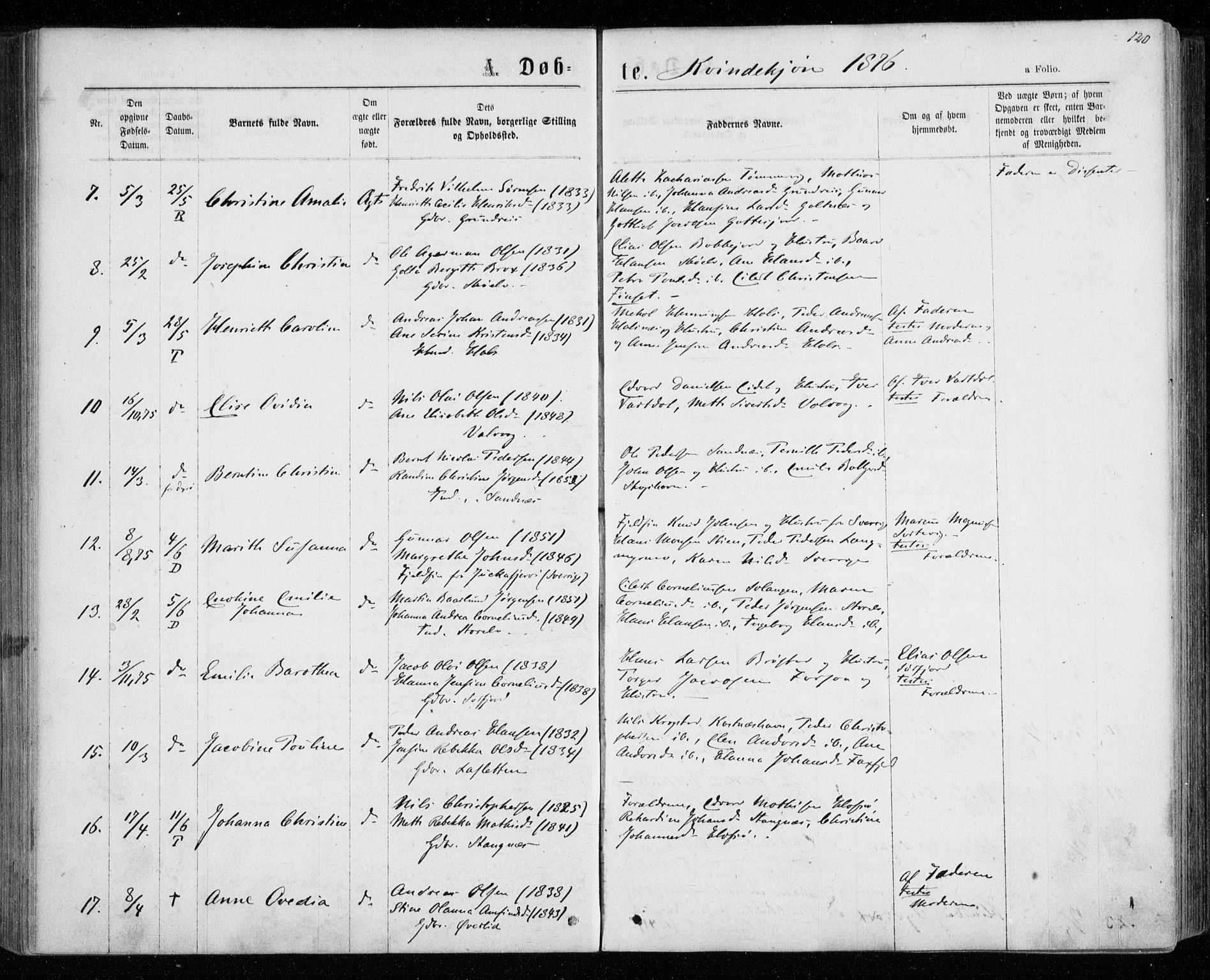 Tranøy sokneprestkontor, AV/SATØ-S-1313/I/Ia/Iaa/L0008kirke: Parish register (official) no. 8, 1867-1877, p. 120
