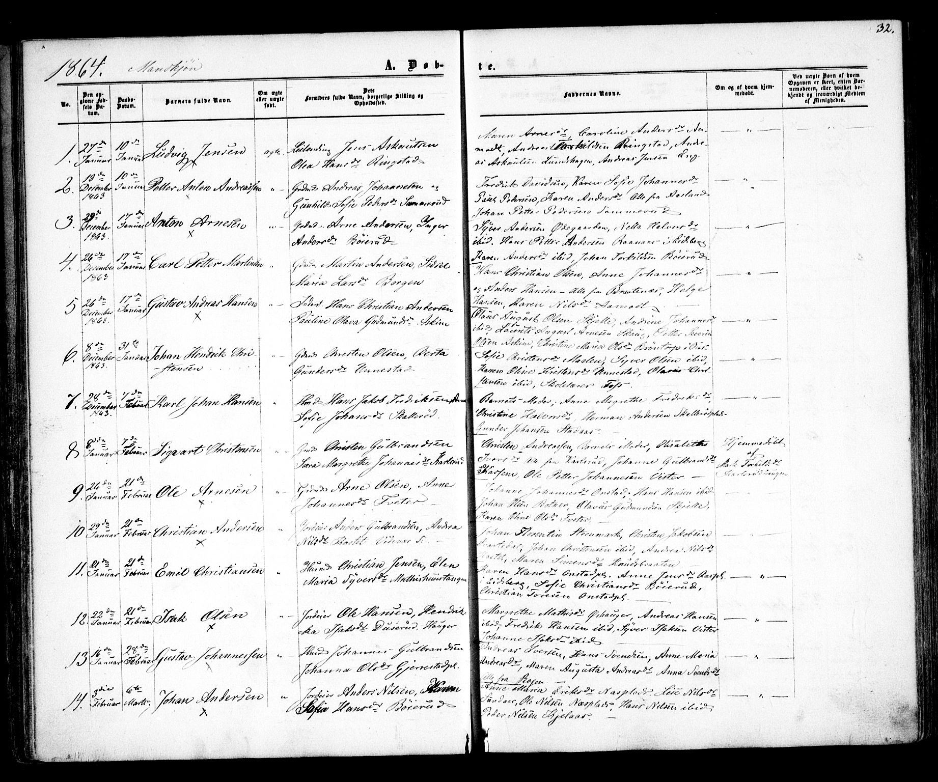 Skiptvet prestekontor Kirkebøker, AV/SAO-A-20009/F/Fa/L0007: Parish register (official) no. 7, 1861-1866, p. 32