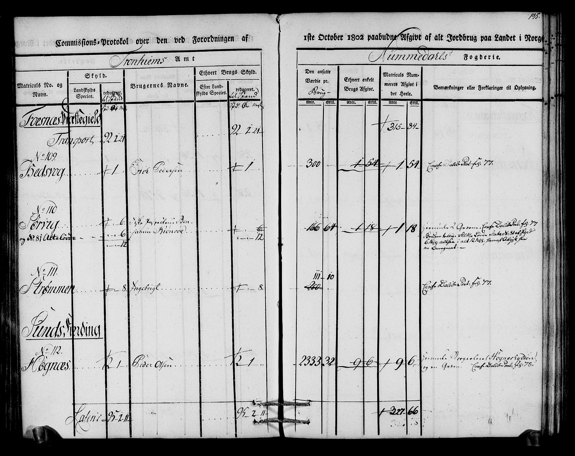 Rentekammeret inntil 1814, Realistisk ordnet avdeling, AV/RA-EA-4070/N/Ne/Nea/L0154: Namdalen fogderi. Kommisjonsprotokoll, 1803, p. 136