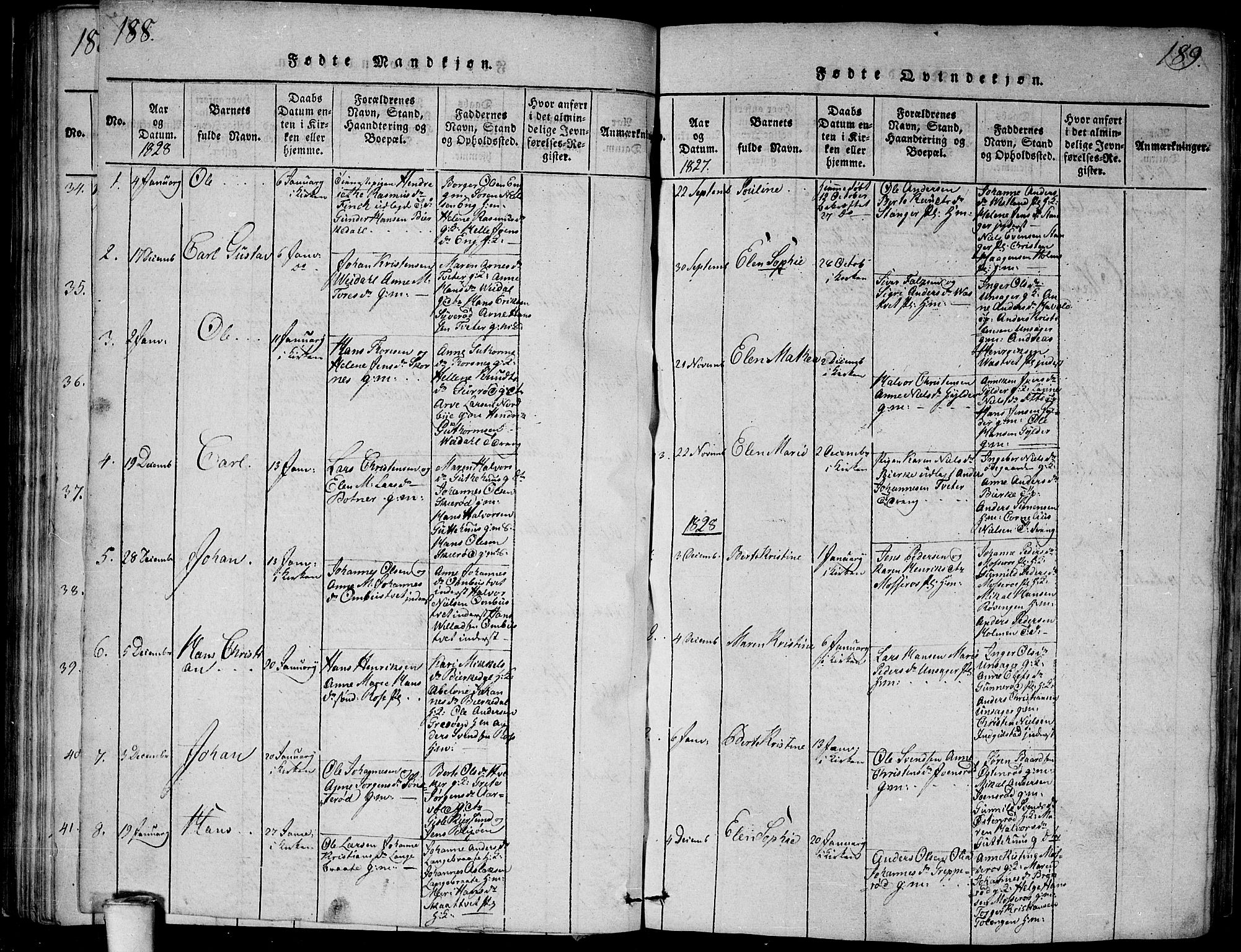 Våler prestekontor Kirkebøker, SAO/A-11083/G/Ga/L0001: Parish register (copy) no. I 1, 1815-1839, p. 188-189