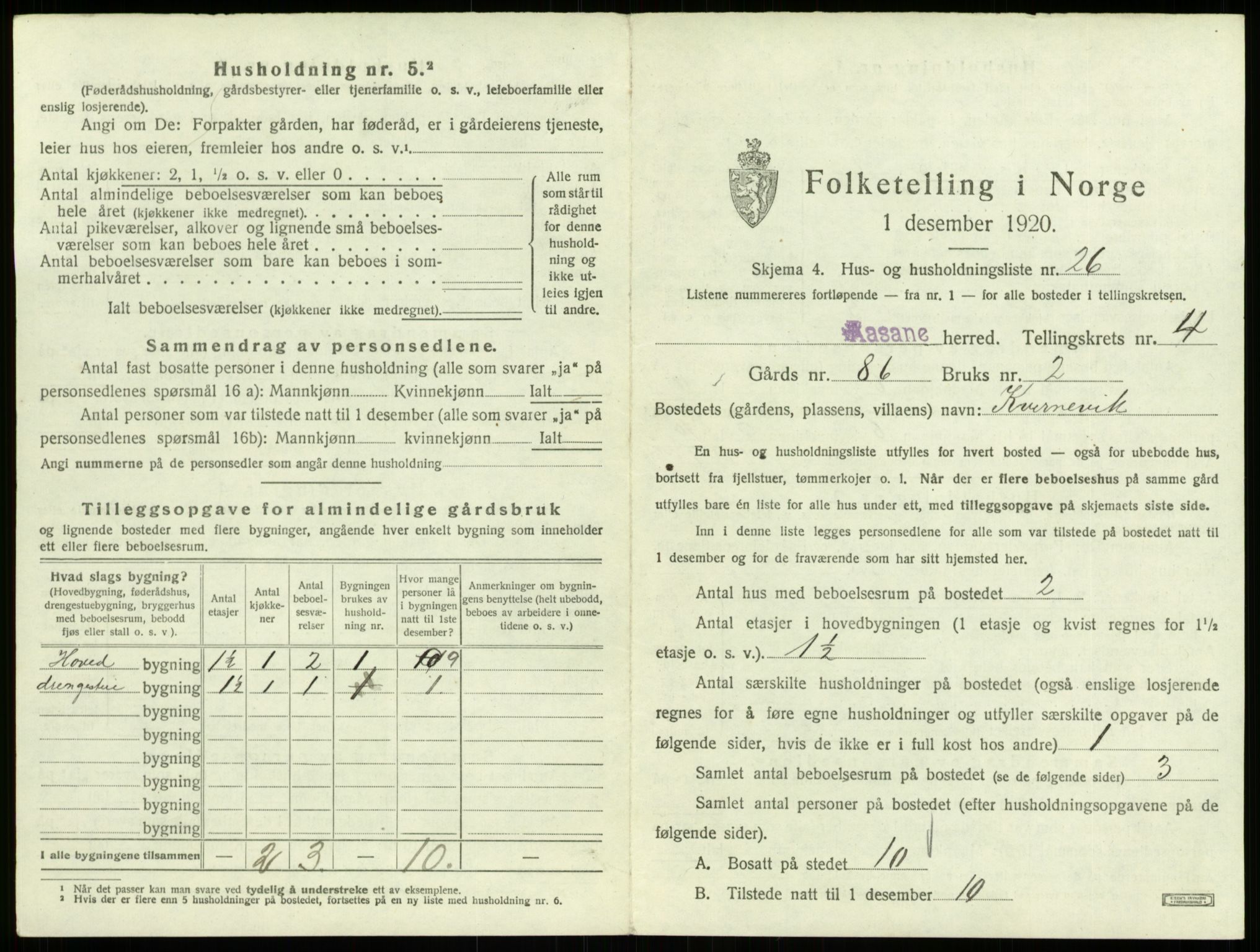 SAB, 1920 census for Åsane, 1920, p. 310