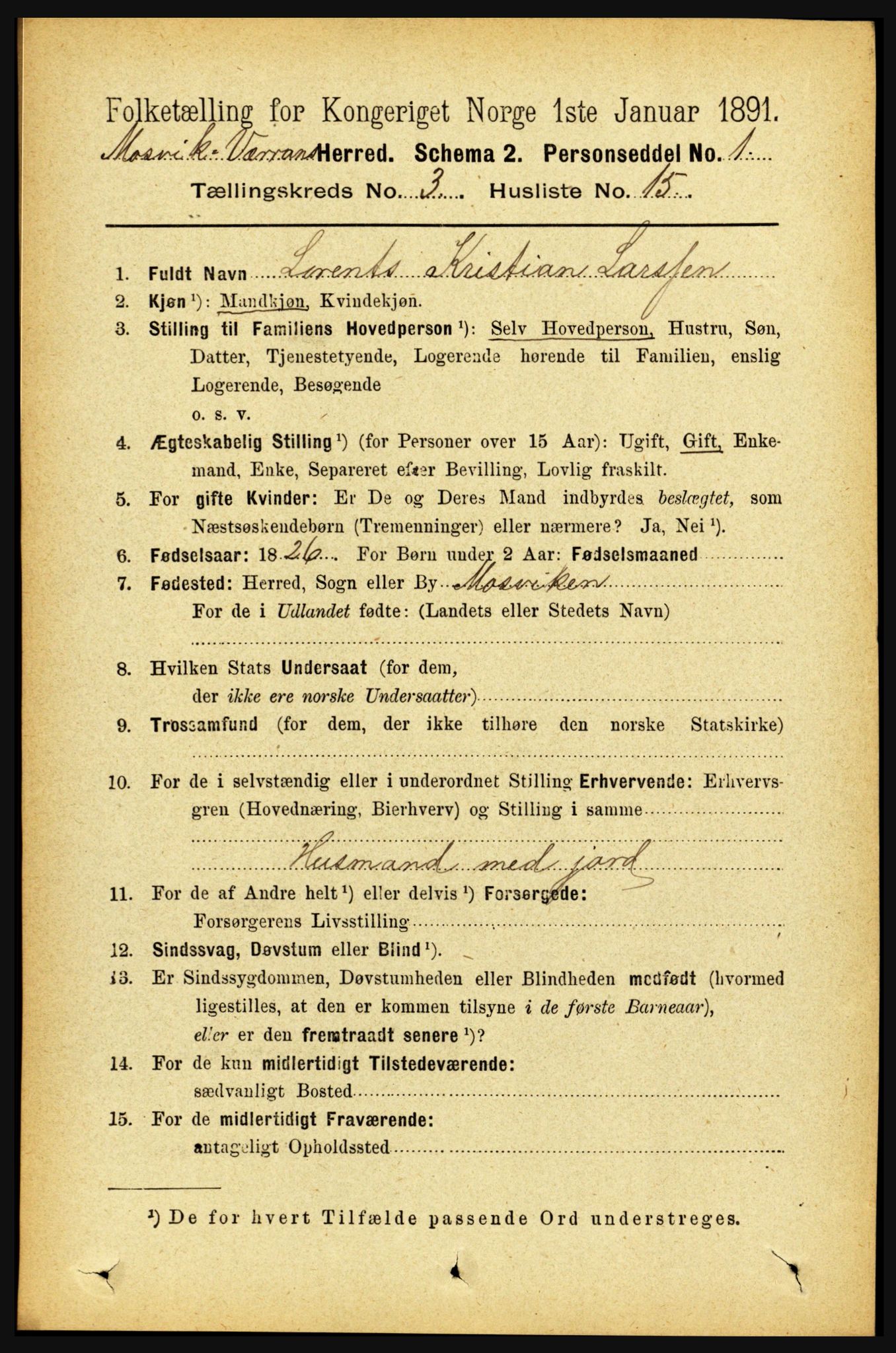 RA, 1891 census for 1723 Mosvik og Verran, 1891, p. 1008