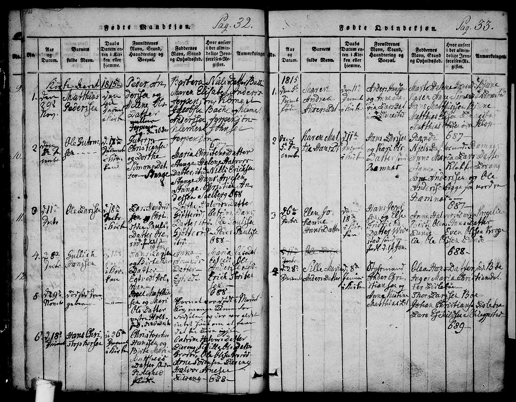 Ramnes kirkebøker, AV/SAKO-A-314/F/Fa/L0004: Parish register (official) no. I 4, 1813-1840, p. 32-33