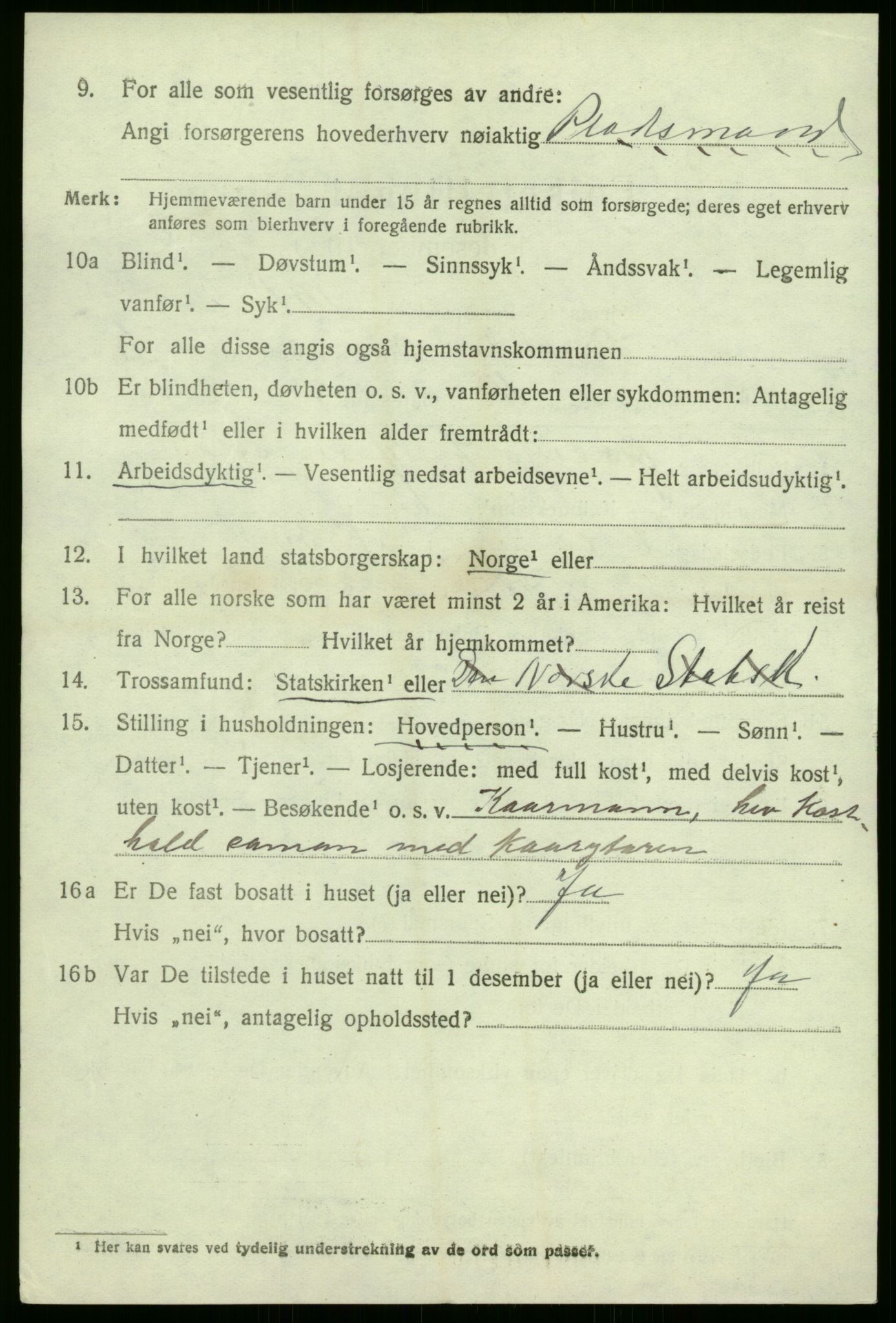 SAB, 1920 census for Brekke, 1920, p. 1261