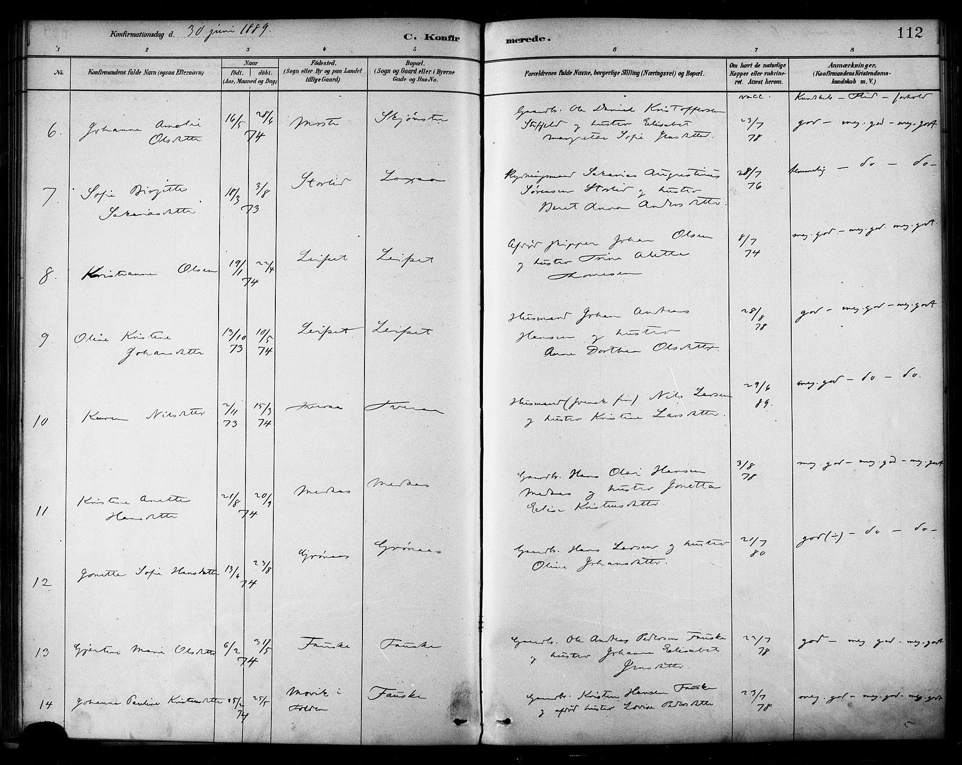 Ministerialprotokoller, klokkerbøker og fødselsregistre - Nordland, AV/SAT-A-1459/849/L0689: Parish register (official) no. 849A01, 1879-1889, p. 112