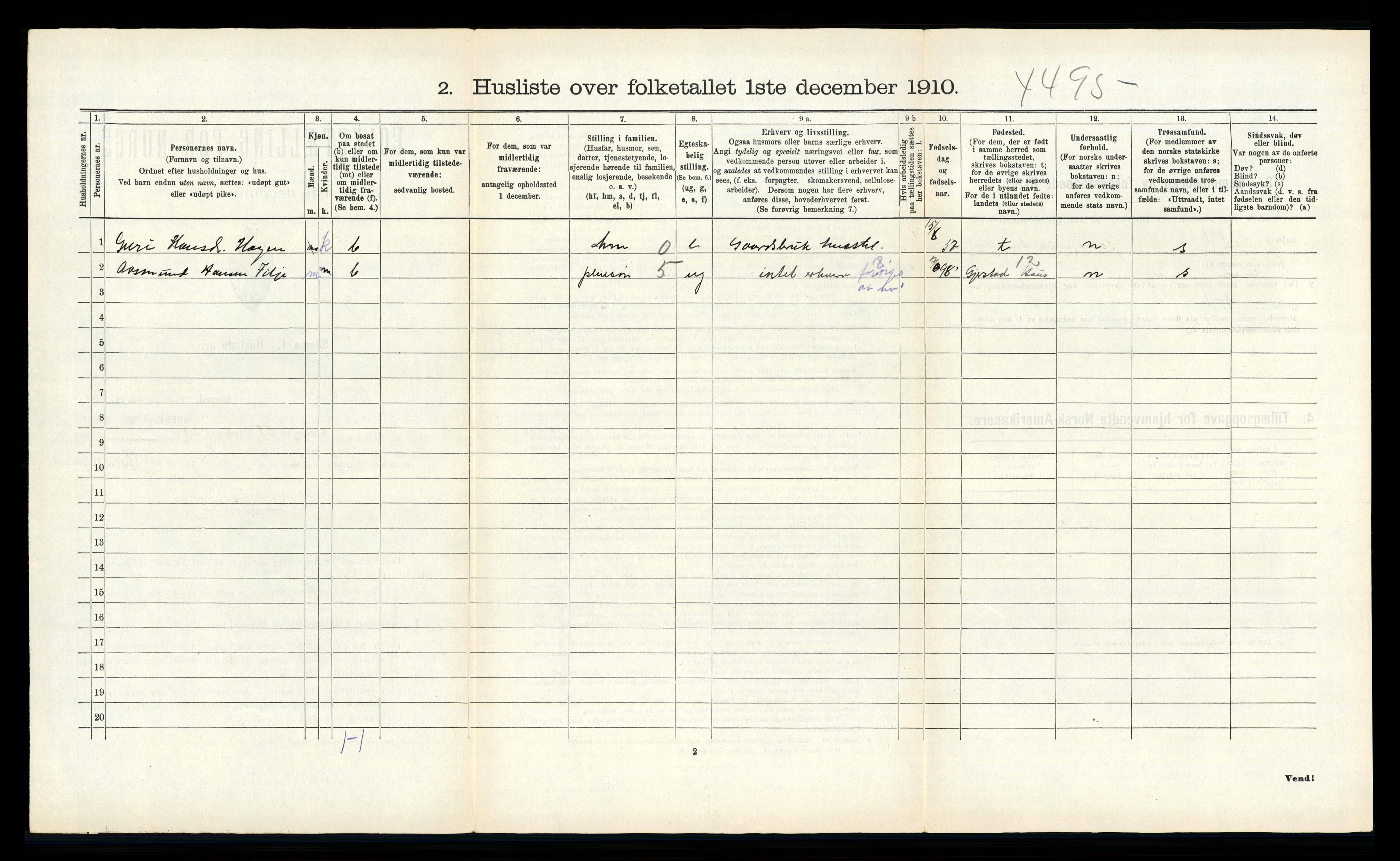 RA, 1910 census for Kyrkjebø, 1910, p. 492