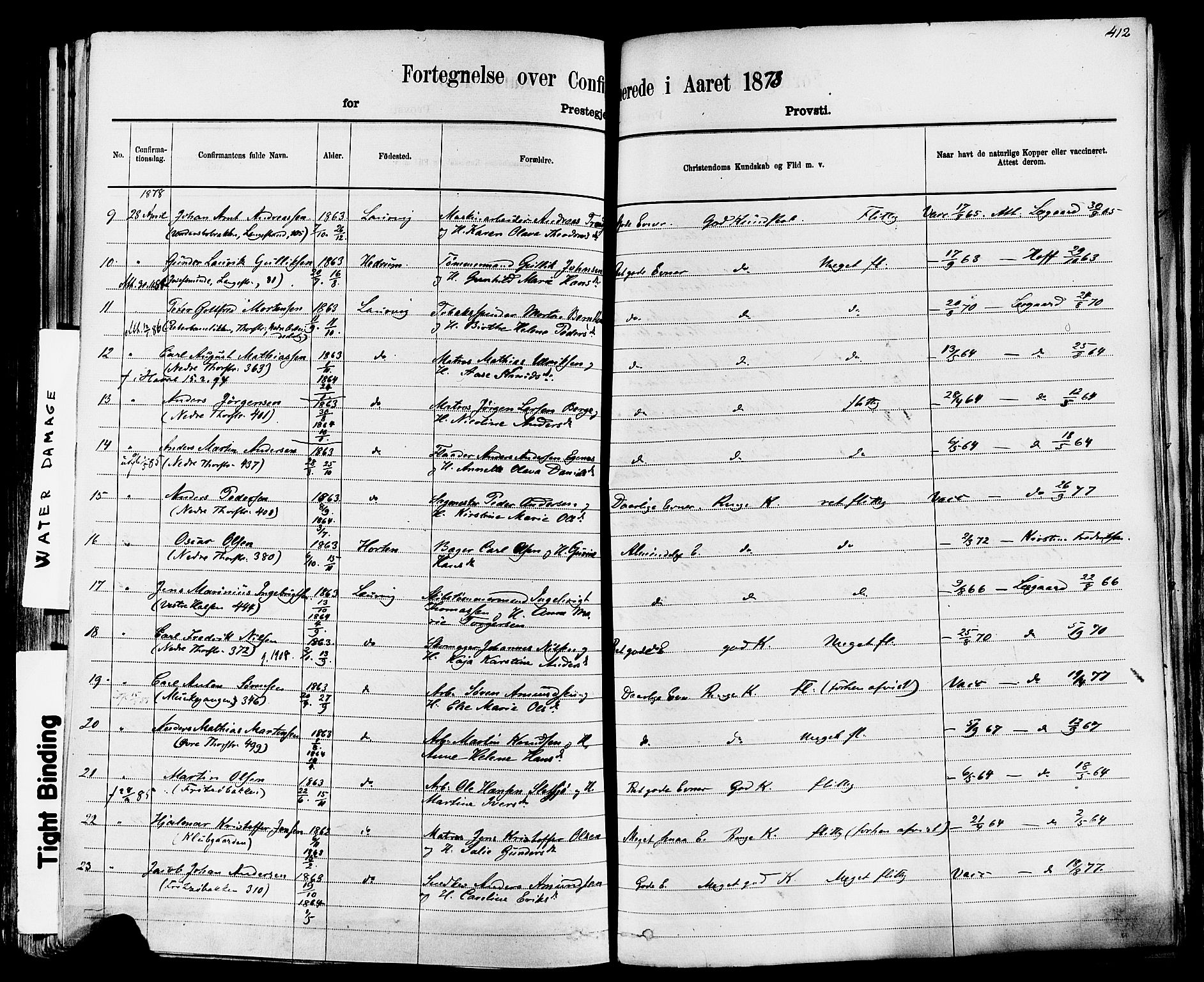 Larvik kirkebøker, AV/SAKO-A-352/F/Fa/L0006: Parish register (official) no. I 6, 1871-1883, p. 412