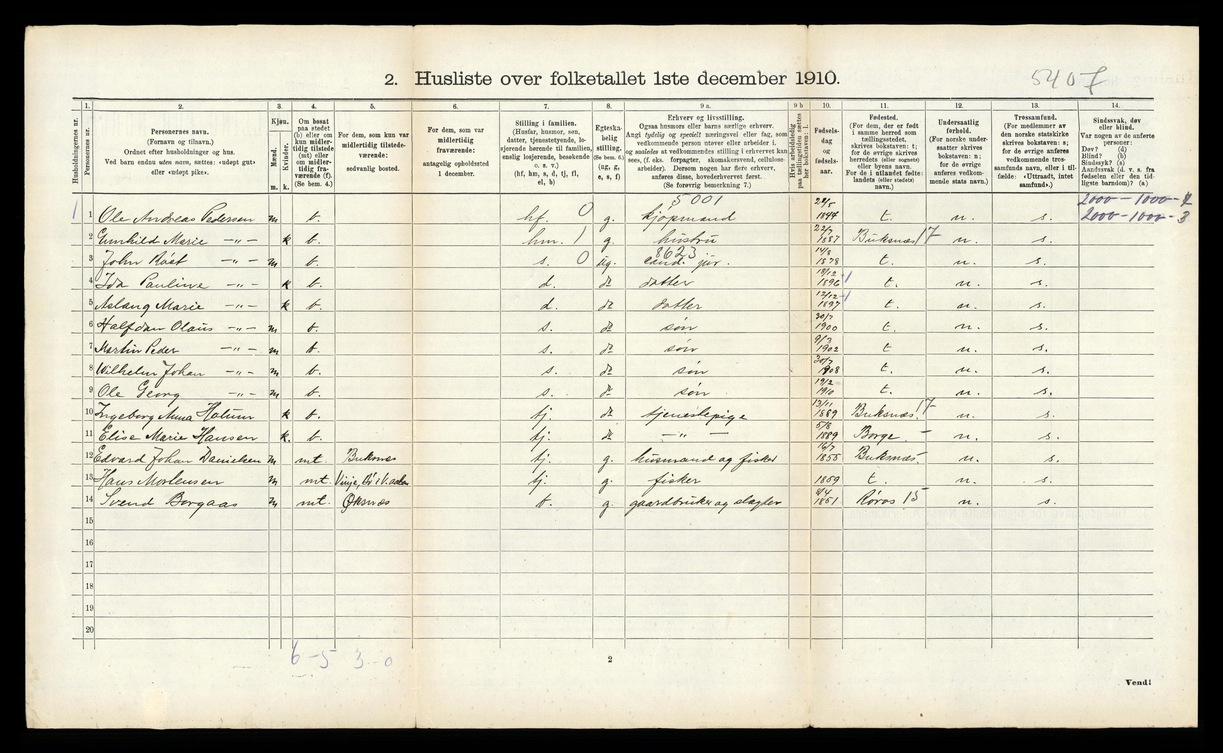 RA, 1910 census for Bø, 1910, p. 1036