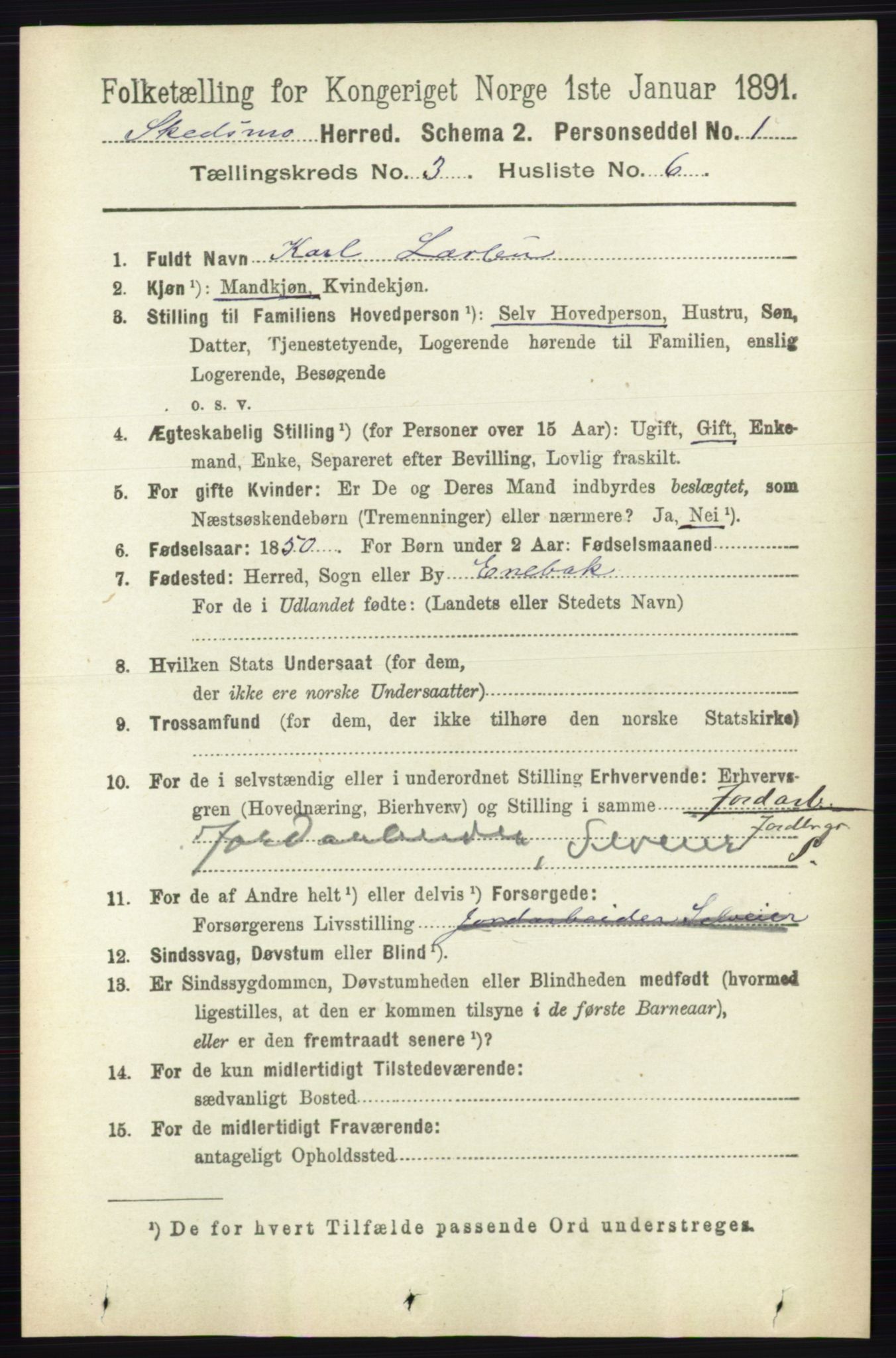 RA, 1891 census for 0231 Skedsmo, 1891, p. 1334