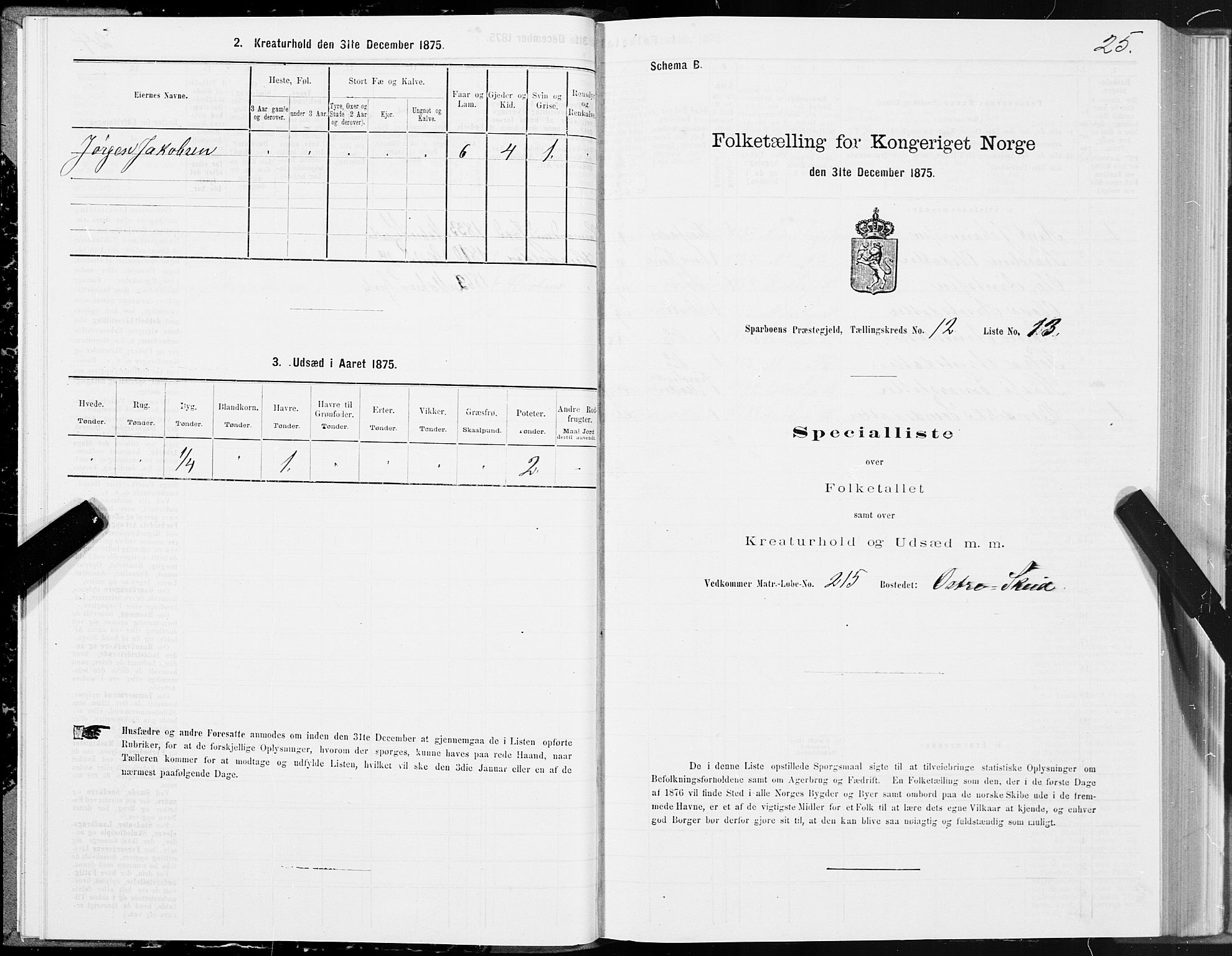 SAT, 1875 census for 1731P Sparbu, 1875, p. 5025