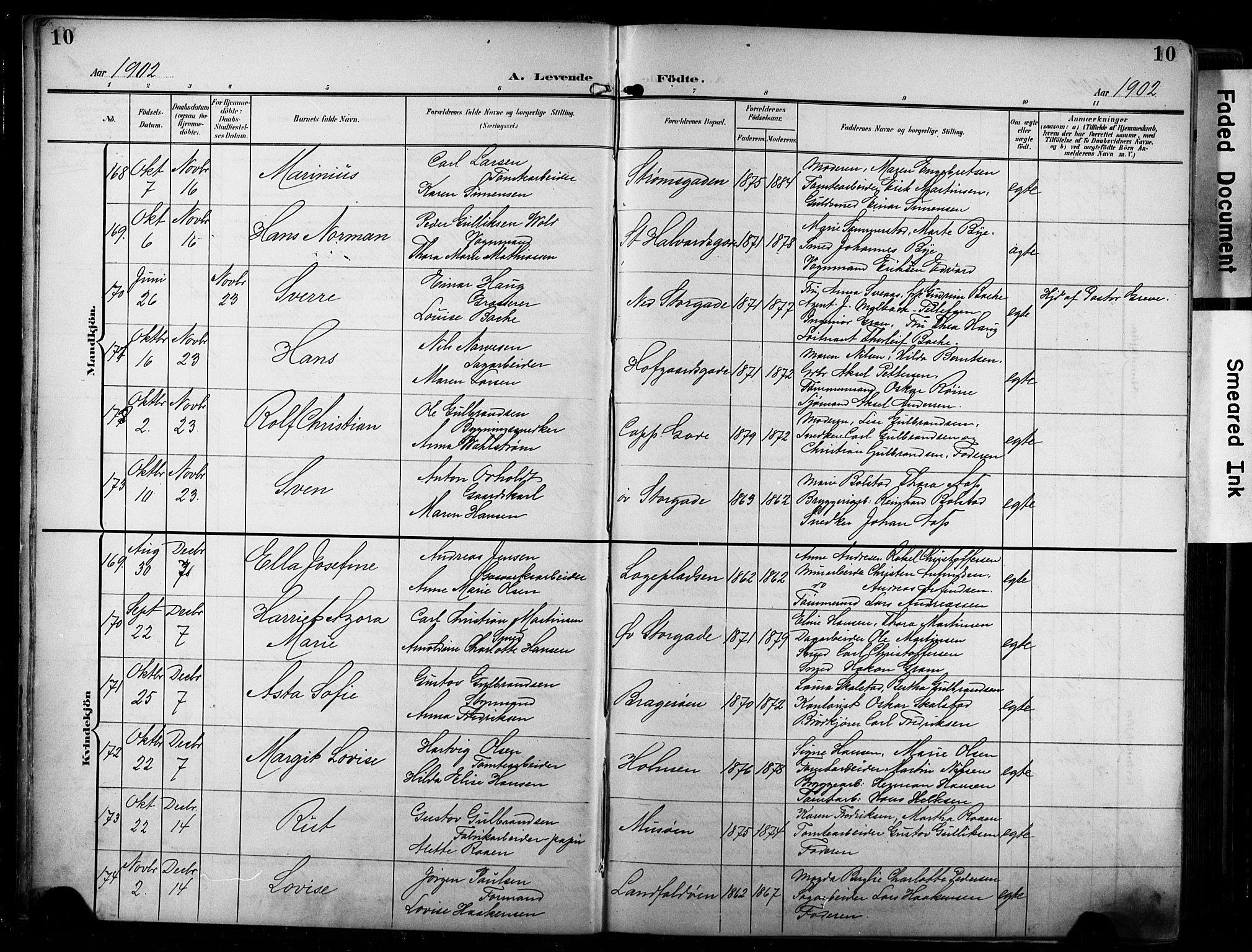 Bragernes kirkebøker, AV/SAKO-A-6/F/Fb/L0009: Parish register (official) no. II 9, 1902-1911, p. 10