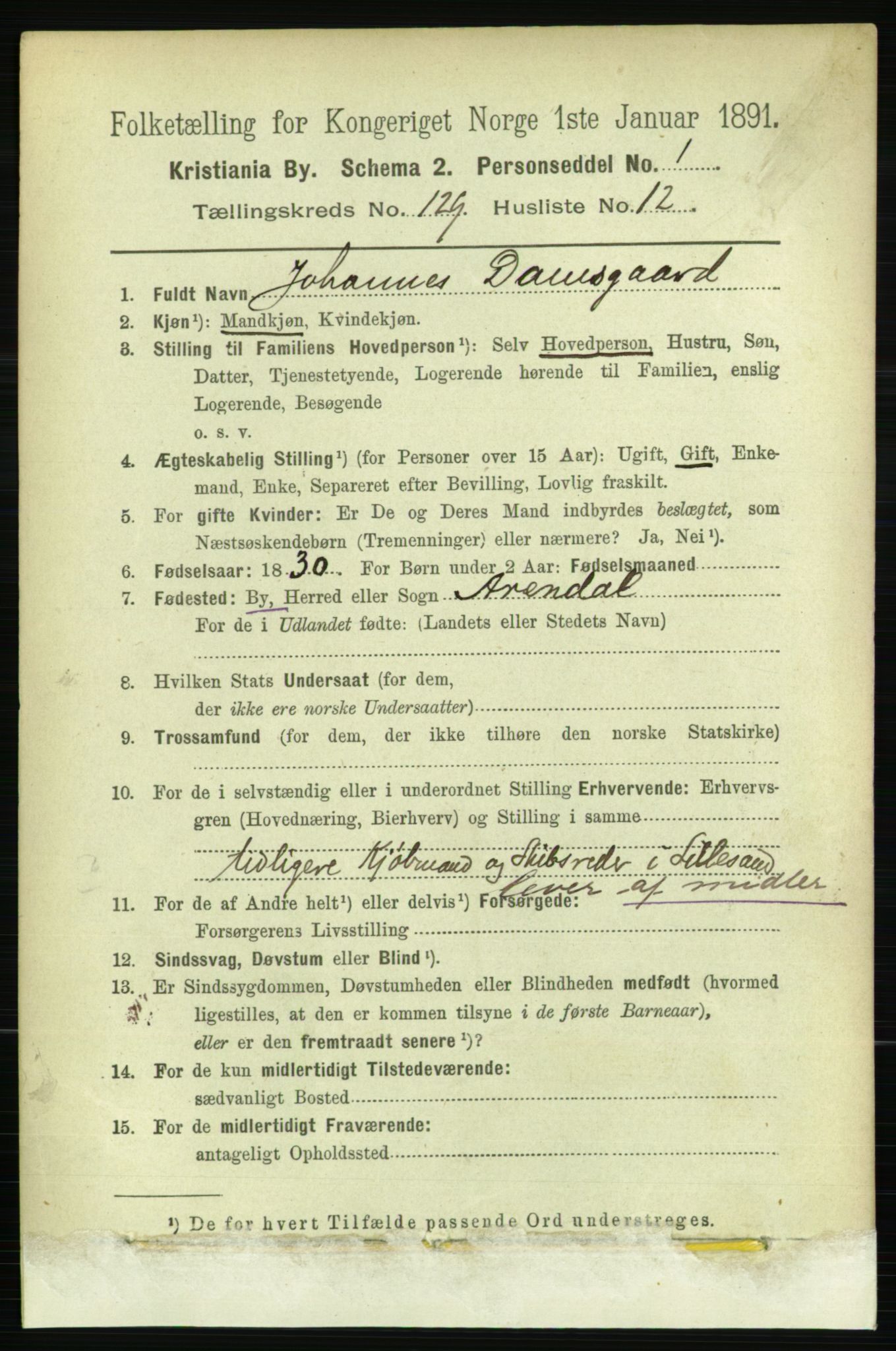 RA, 1891 census for 0301 Kristiania, 1891, p. 69526