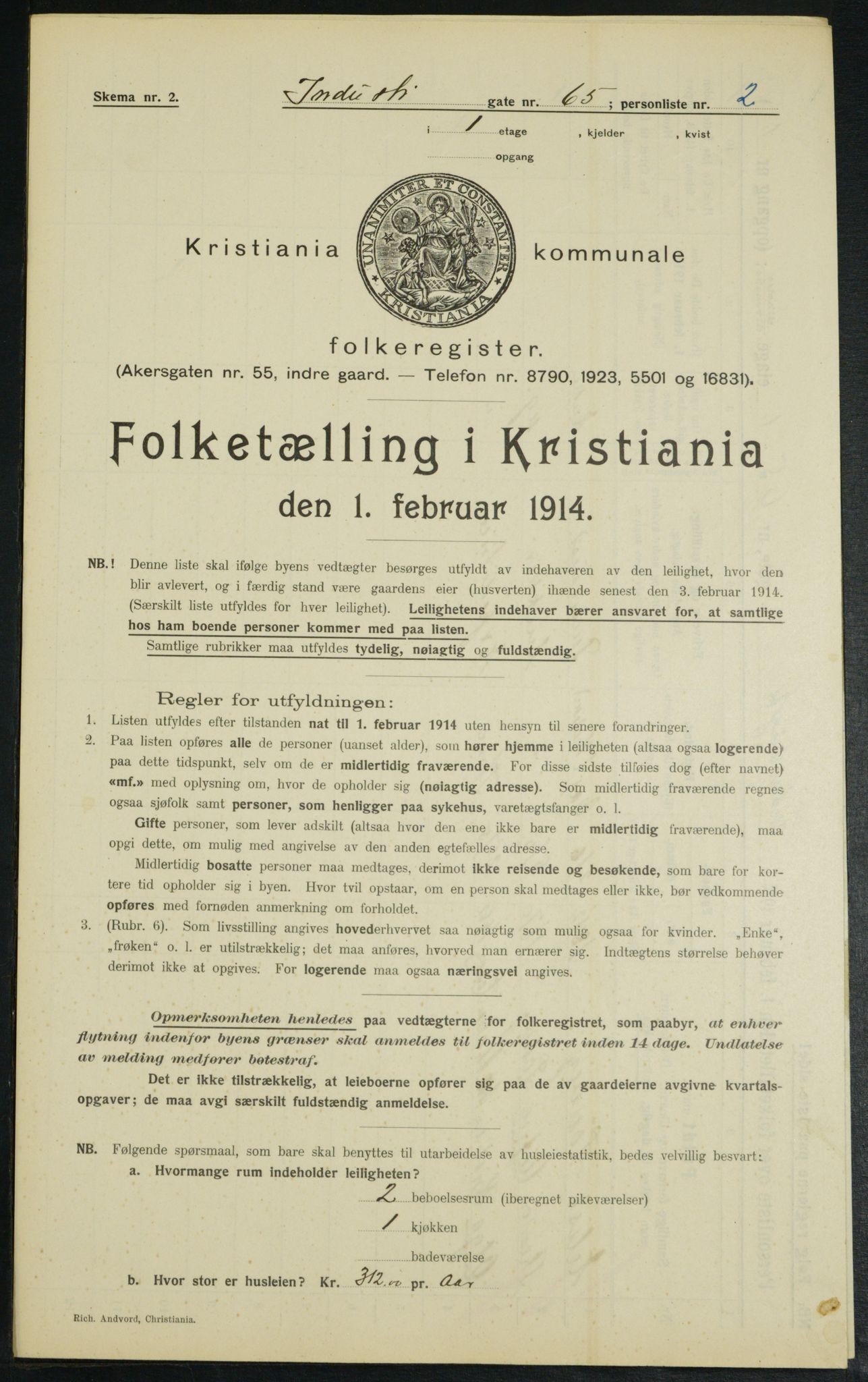 OBA, Municipal Census 1914 for Kristiania, 1914, p. 43740