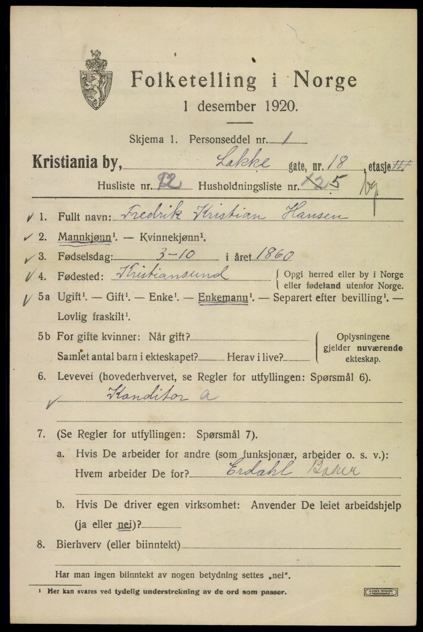 SAO, 1920 census for Kristiania, 1920, p. 355161