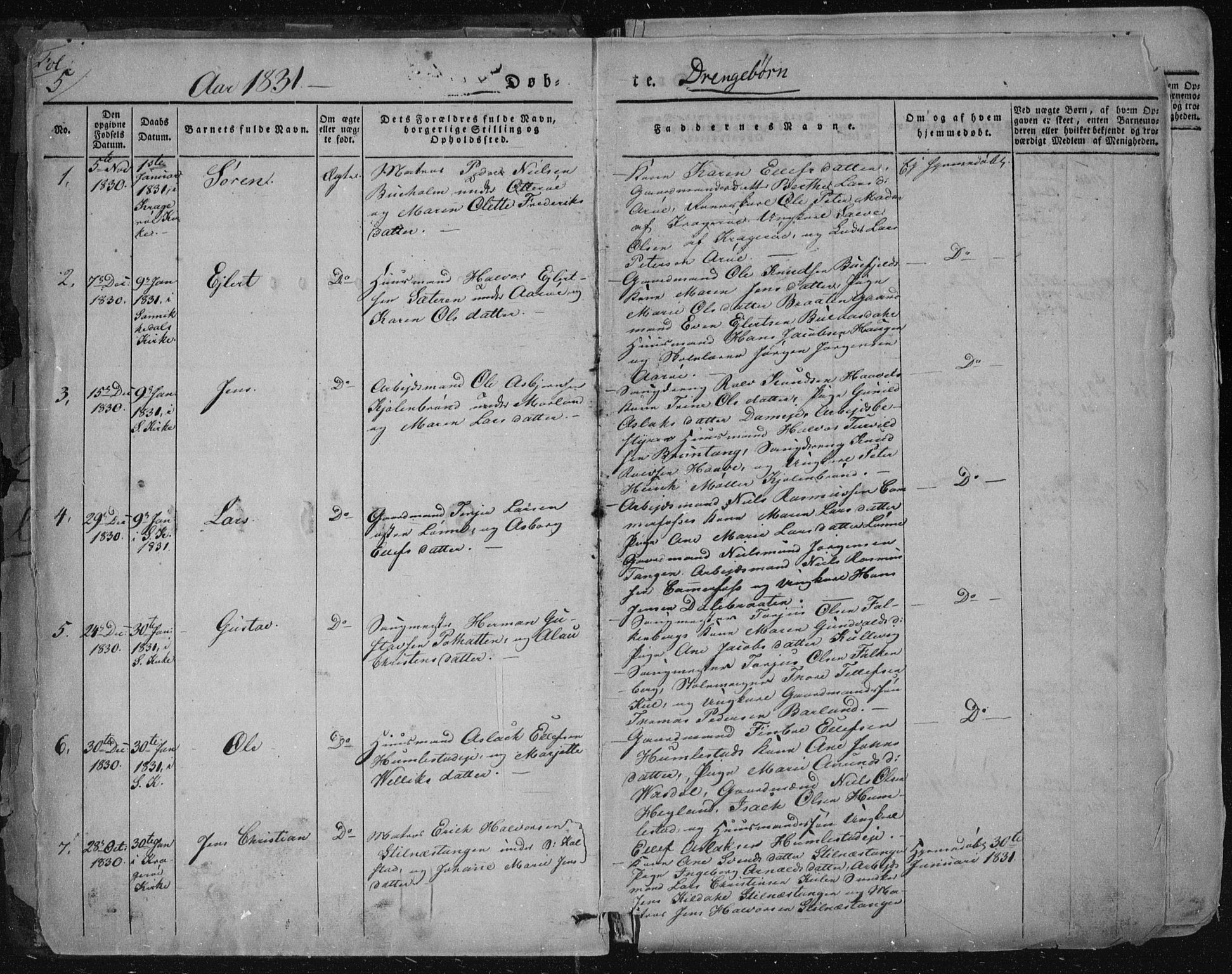 Sannidal kirkebøker, AV/SAKO-A-296/F/Fa/L0006: Parish register (official) no. 6, 1831-1847, p. 5