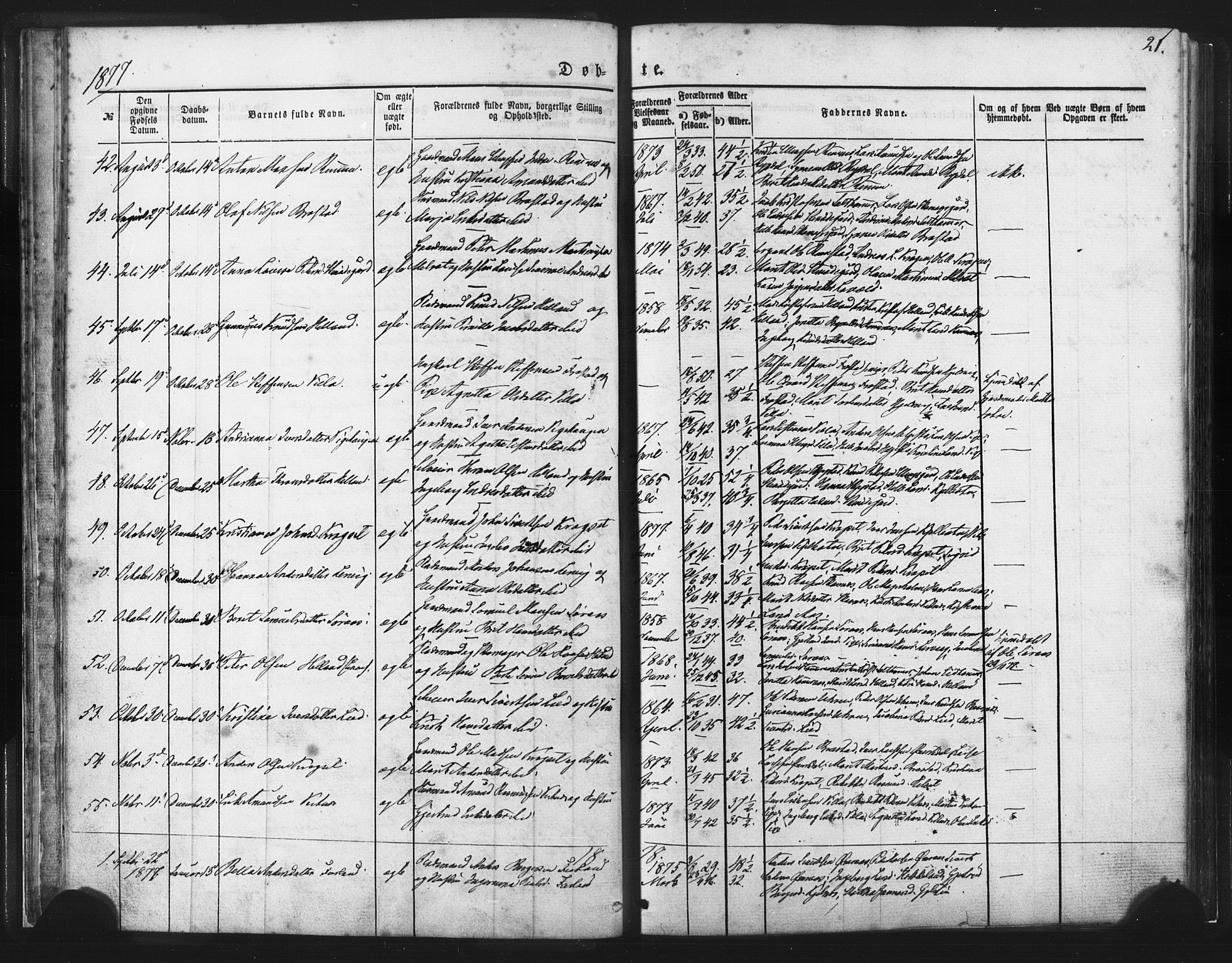 Ministerialprotokoller, klokkerbøker og fødselsregistre - Møre og Romsdal, AV/SAT-A-1454/539/L0530: Parish register (official) no. 539A03, 1872-1886, p. 21