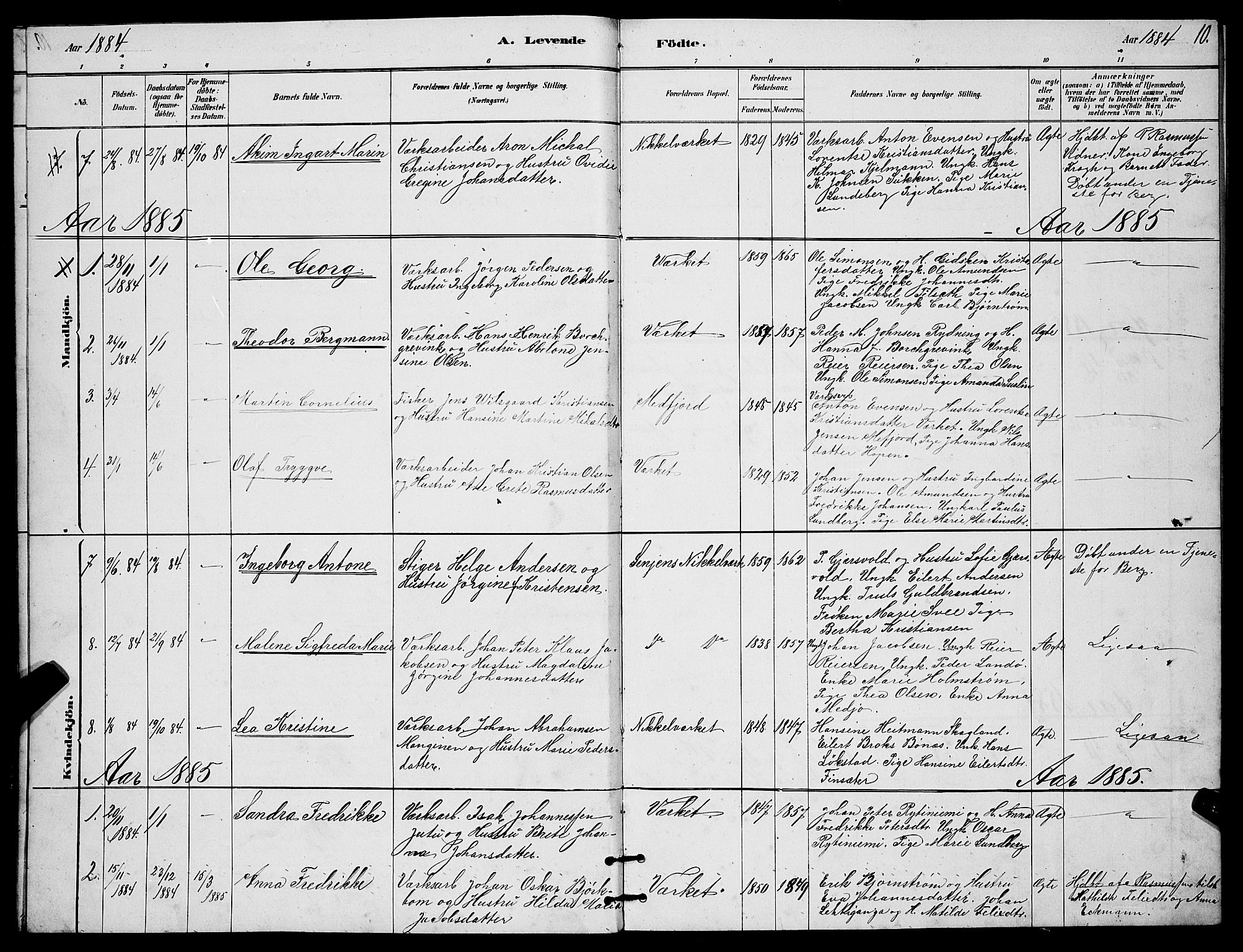 Berg sokneprestkontor, AV/SATØ-S-1318/G/Ga/Gab/L0017klokker: Parish register (copy) no. 17, 1881-1887, p. 10