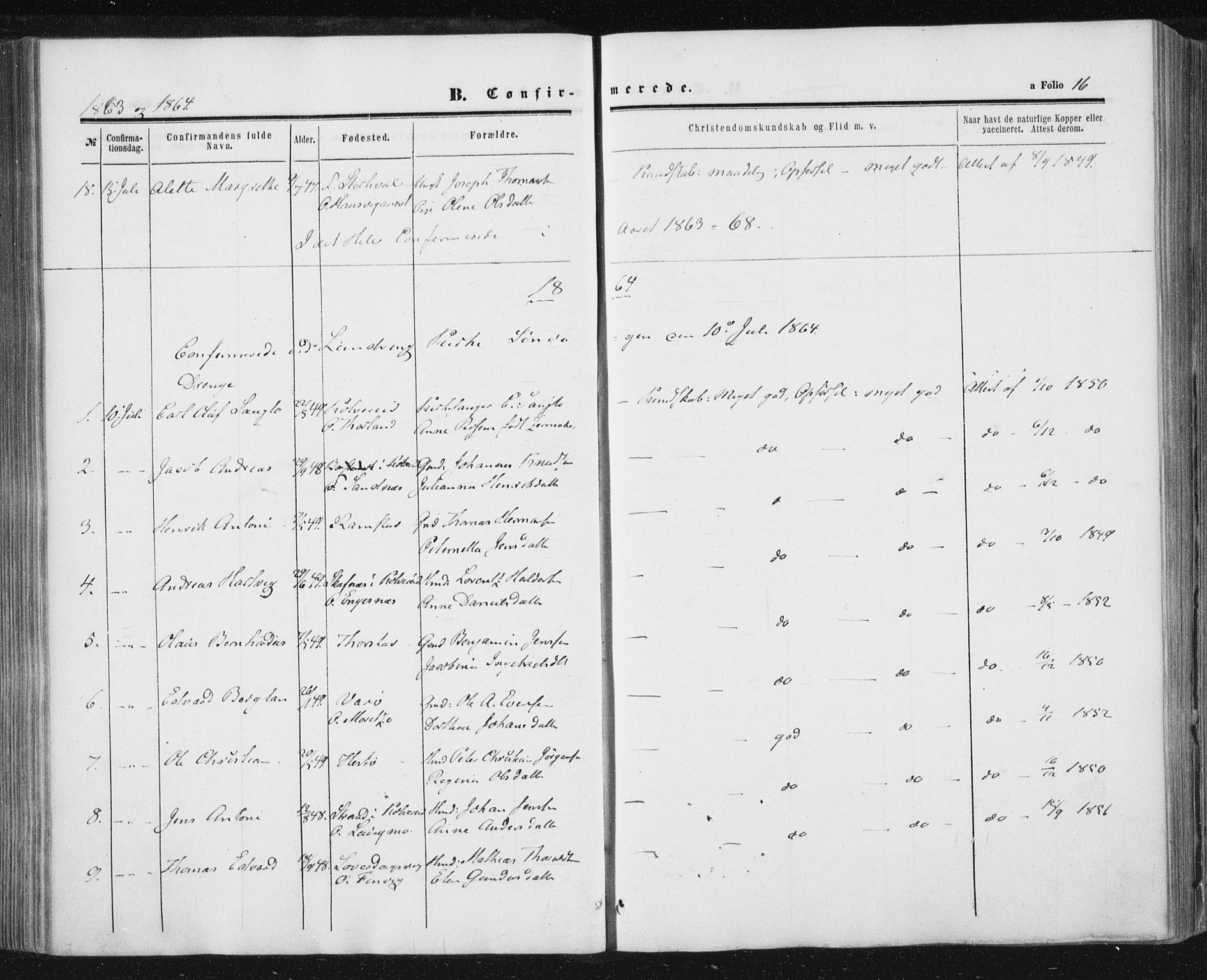 Ministerialprotokoller, klokkerbøker og fødselsregistre - Nord-Trøndelag, SAT/A-1458/784/L0670: Parish register (official) no. 784A05, 1860-1876, p. 16