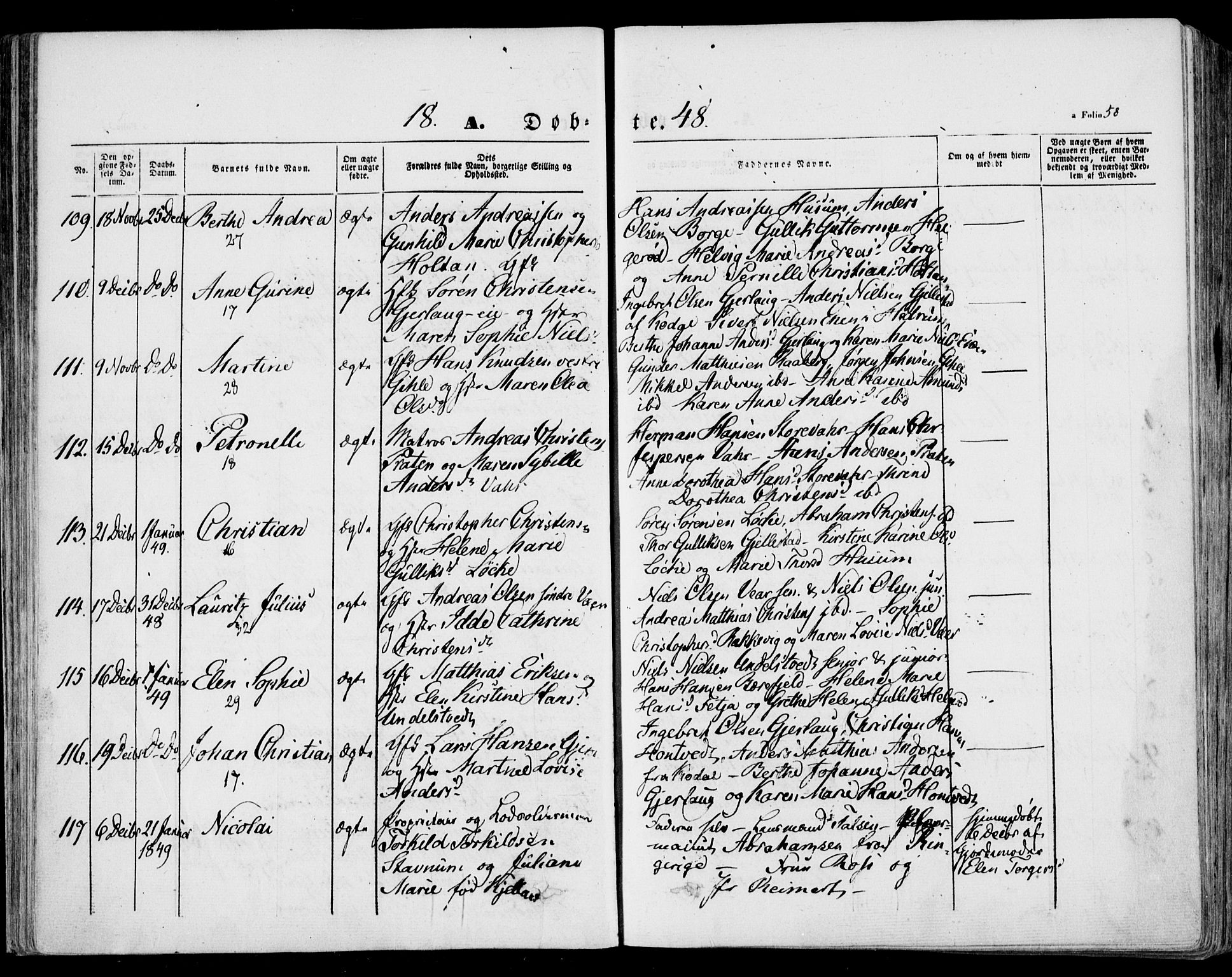 Stokke kirkebøker, AV/SAKO-A-320/F/Fa/L0007: Parish register (official) no. I 7, 1844-1857, p. 58