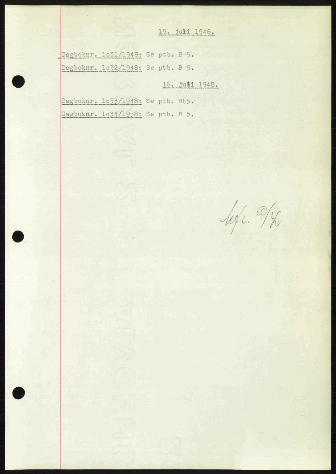 Nedenes sorenskriveri, SAK/1221-0006/G/Gb/Gba/L0059: Mortgage book no. A11, 1948-1948, Diary no: : 1031/1948