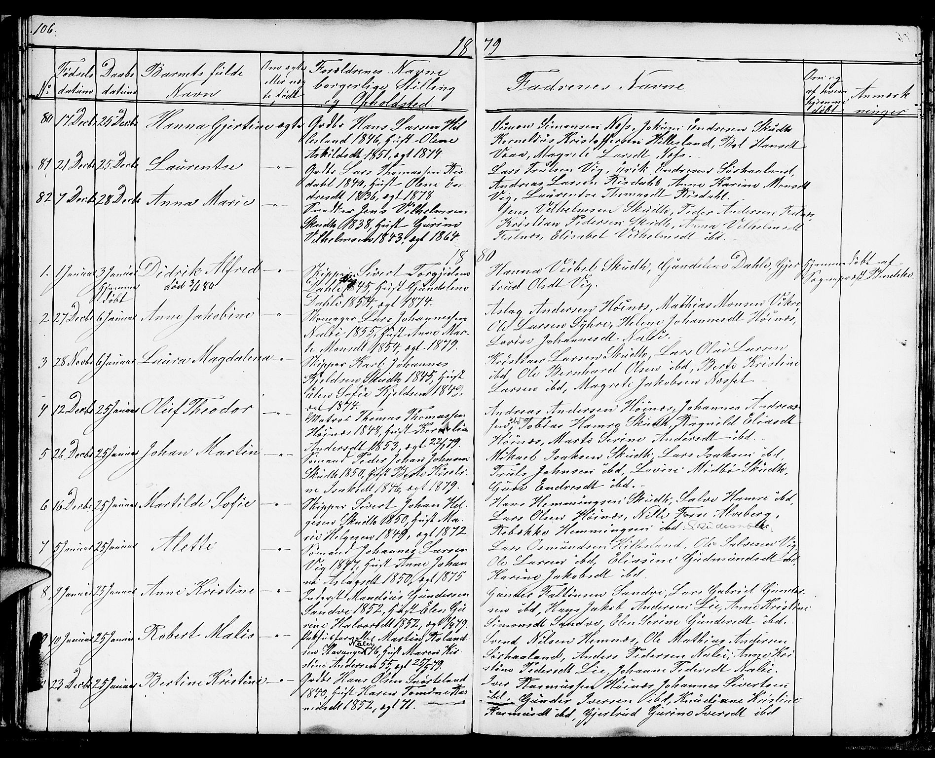 Skudenes sokneprestkontor, SAST/A -101849/H/Ha/Hab/L0004: Parish register (copy) no. B 4, 1865-1884, p. 106