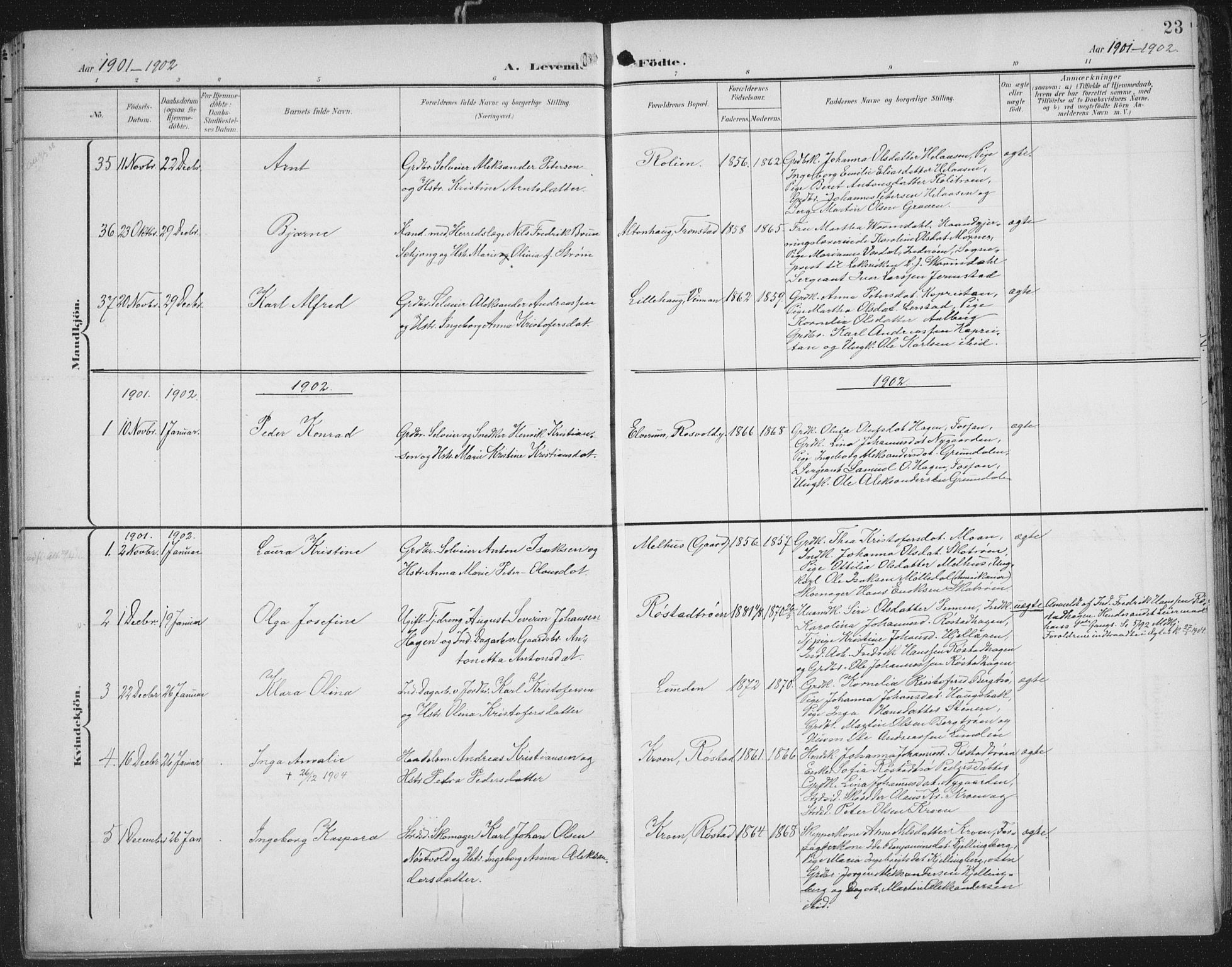 Ministerialprotokoller, klokkerbøker og fødselsregistre - Nord-Trøndelag, SAT/A-1458/701/L0011: Parish register (official) no. 701A11, 1899-1915, p. 23