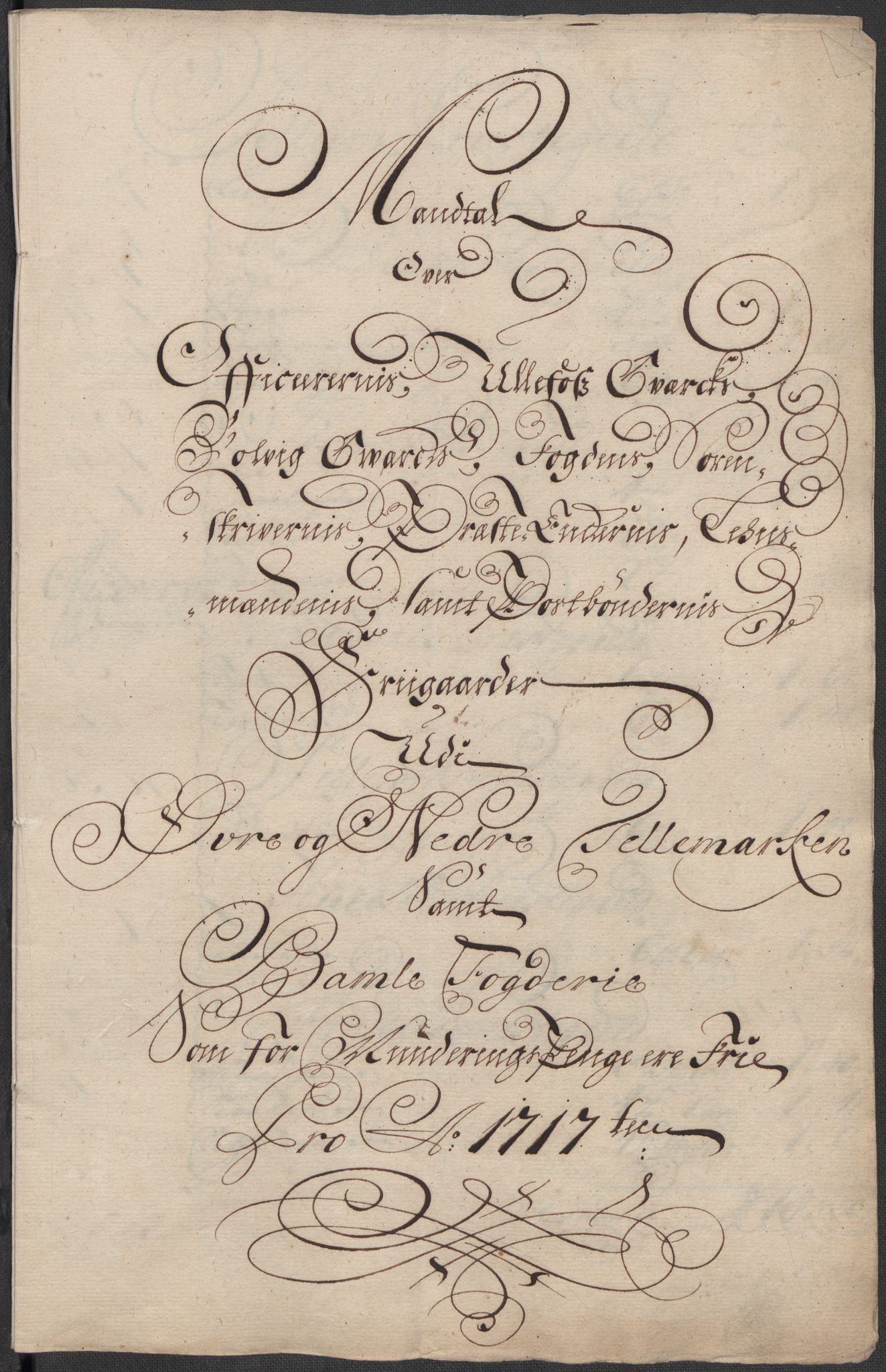 Rentekammeret inntil 1814, Reviderte regnskaper, Fogderegnskap, RA/EA-4092/R36/L2129: Fogderegnskap Øvre og Nedre Telemark og Bamble, 1717, p. 450