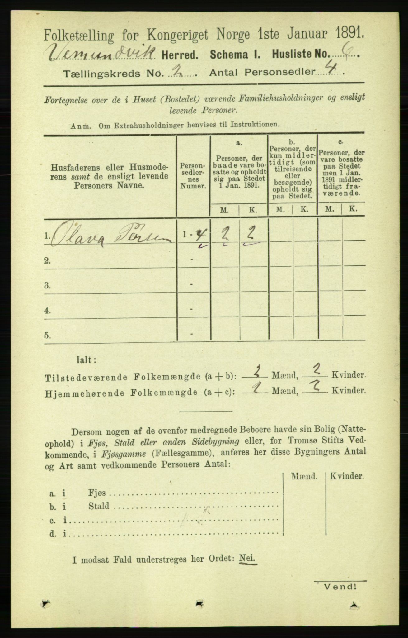 RA, 1891 census for 1745 Vemundvik, 1891, p. 510