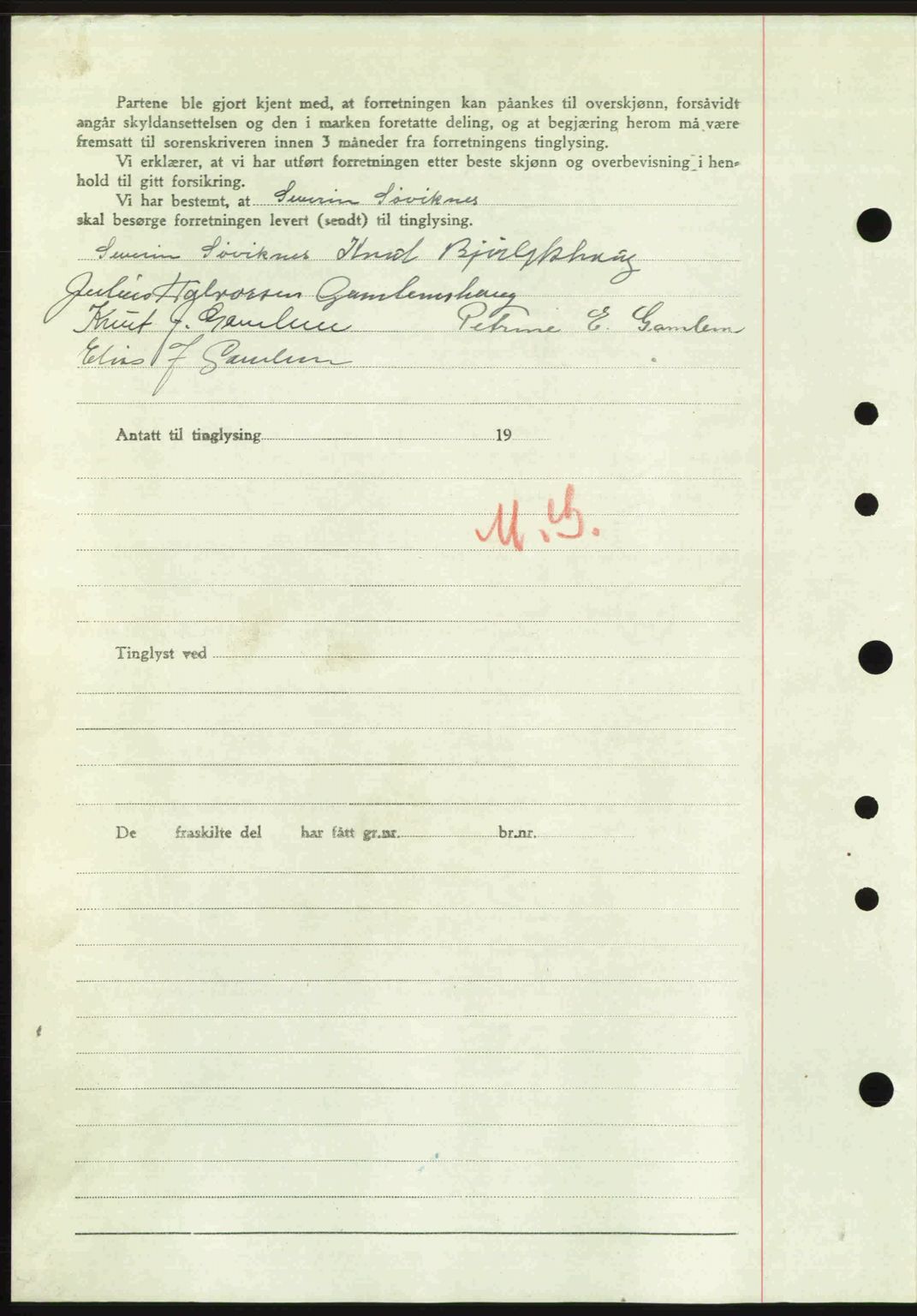 Nordre Sunnmøre sorenskriveri, AV/SAT-A-0006/1/2/2C/2Ca: Mortgage book no. A20b, 1946-1946, Diary no: : 71/1946