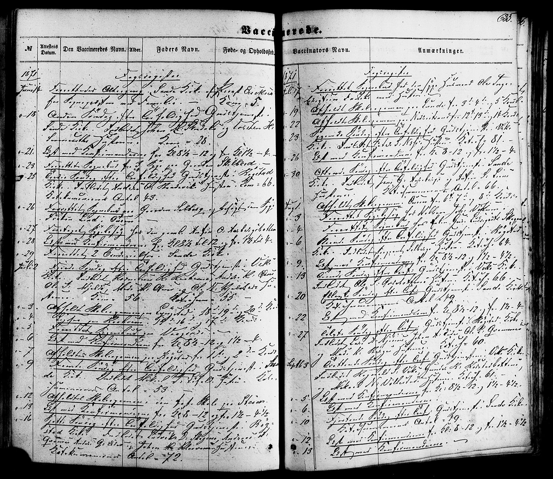 Gaular sokneprestembete, AV/SAB-A-80001/H/Haa: Parish register (official) no. A 5, 1860-1881, p. 635