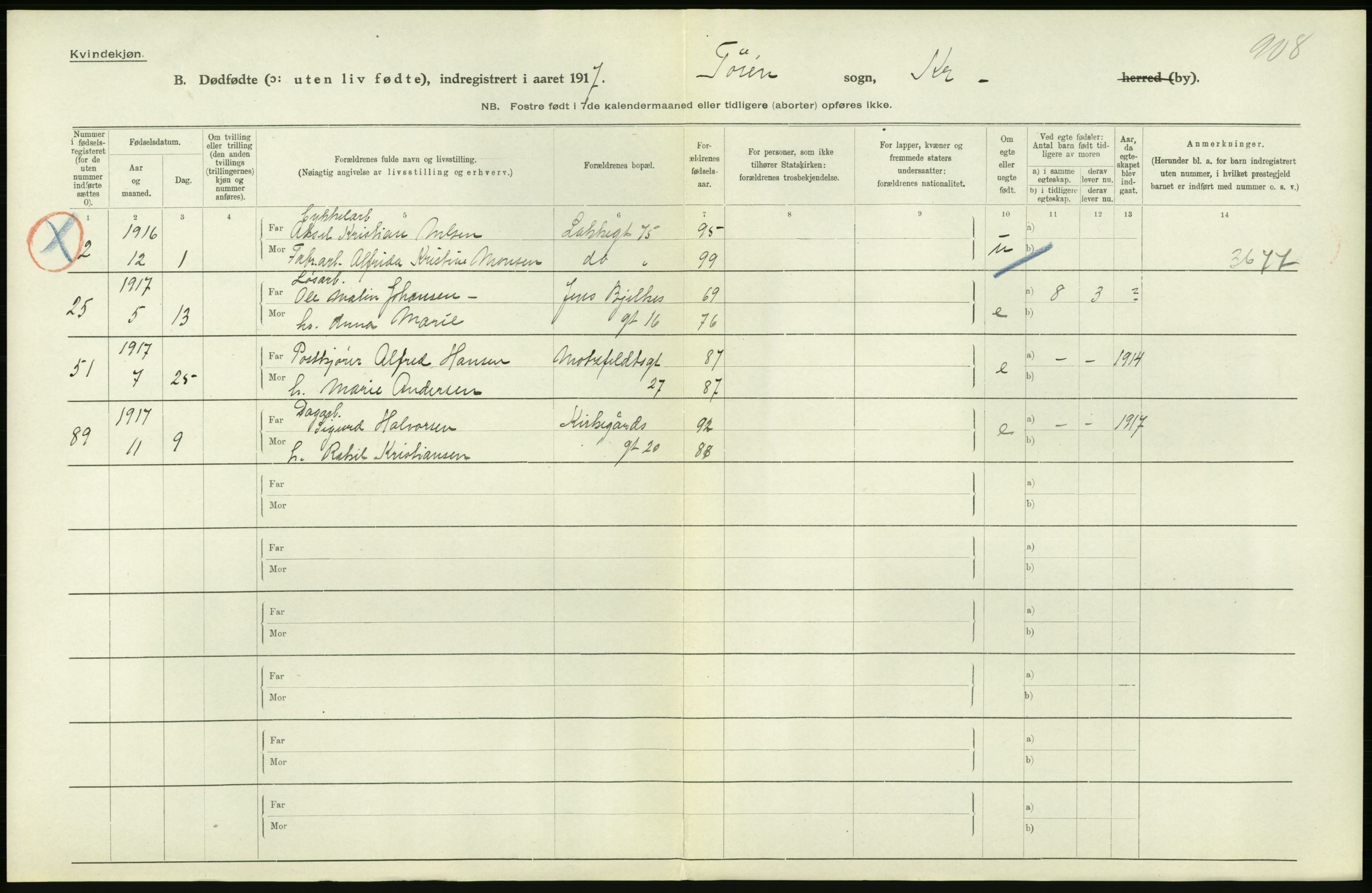 Statistisk sentralbyrå, Sosiodemografiske emner, Befolkning, AV/RA-S-2228/D/Df/Dfb/Dfbg/L0011: Kristiania: Døde, dødfødte., 1917, p. 650