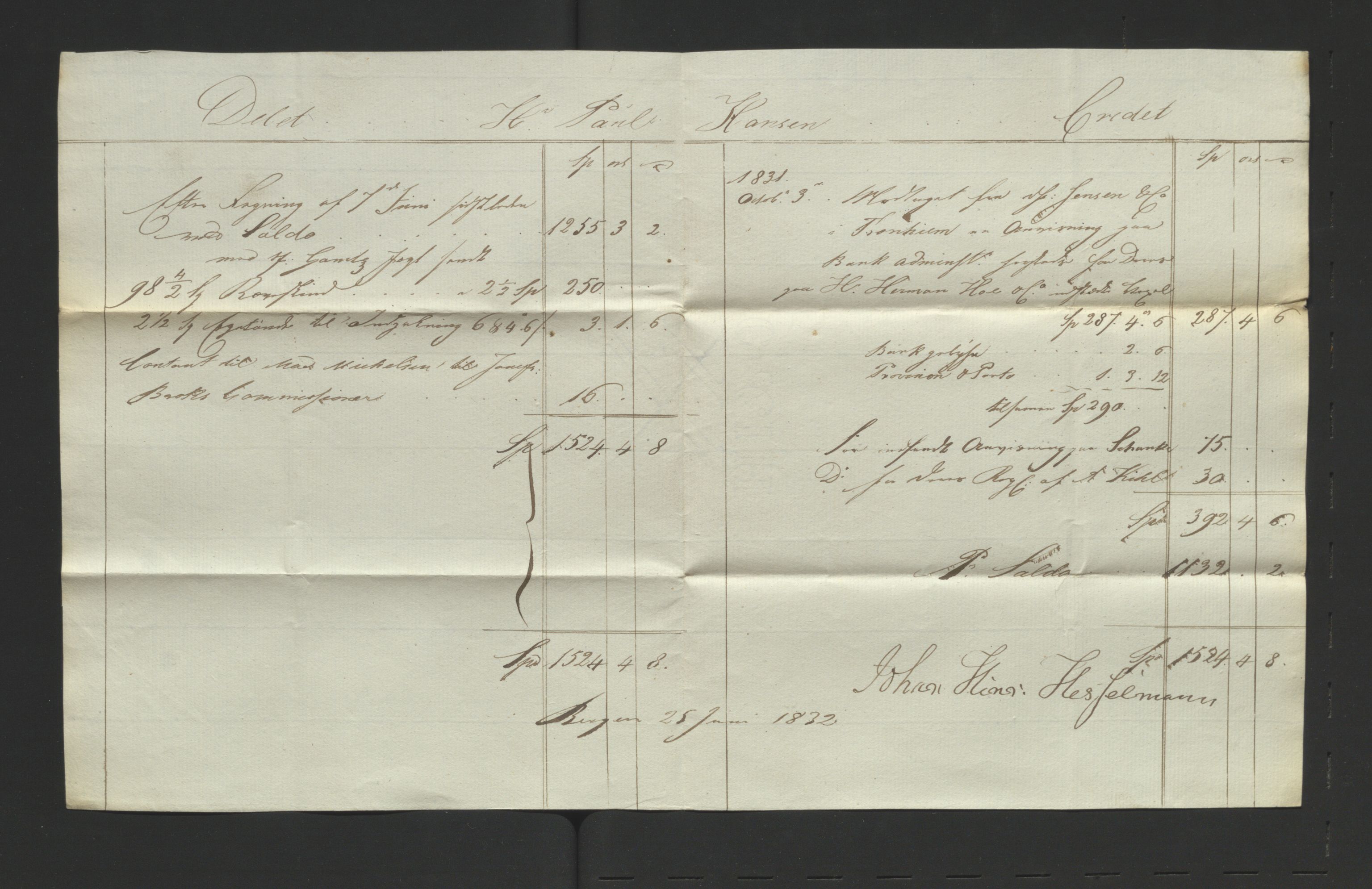 Firma P. Hanssen/P. Hanssen & Co, AV/SATØ-P-0055/D/L0076: Korrespondanse, 1832-1840, p. 1