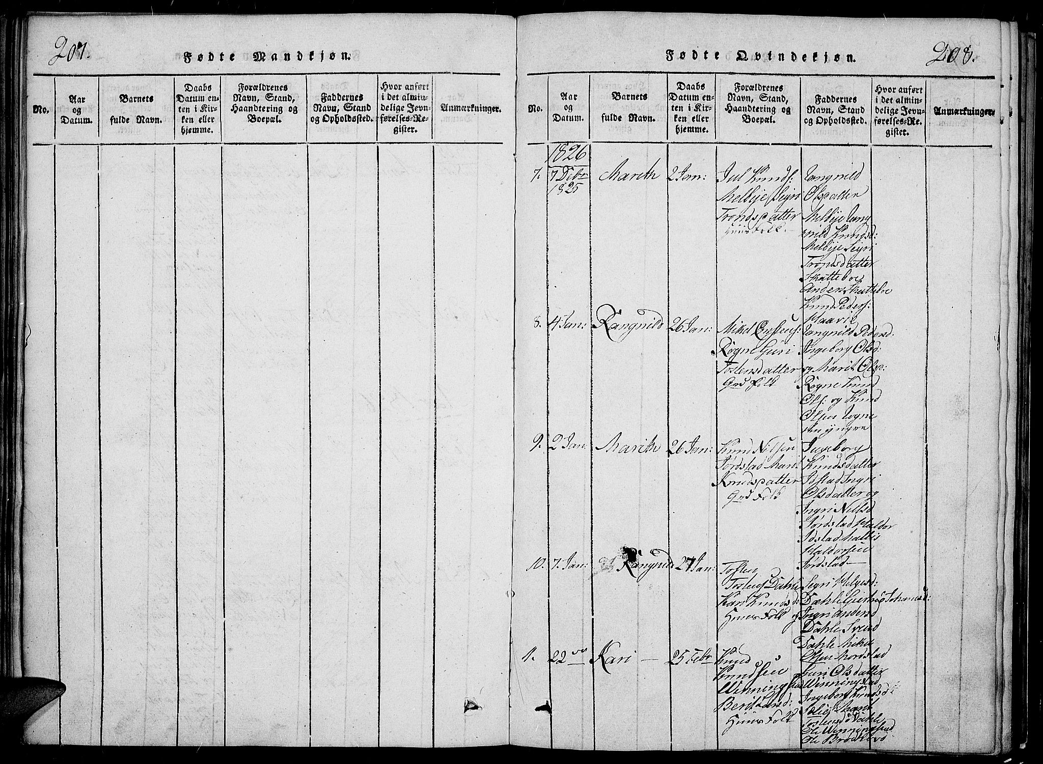 Slidre prestekontor, SAH/PREST-134/H/Ha/Hab/L0002: Parish register (copy) no. 2, 1814-1839, p. 207-208